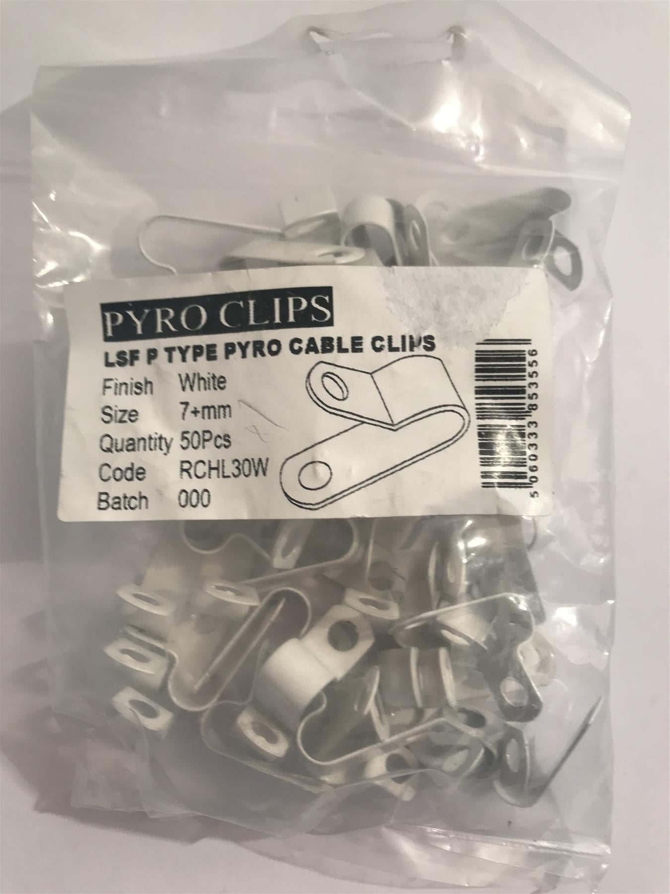 Deligo LSF Coated White Pyro Cable Clips 7mm RCHL30W (50 Pack)