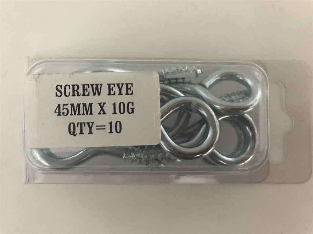 Screw In Eye Eyelet Hooks 45mm x 10g (Pack 10)
