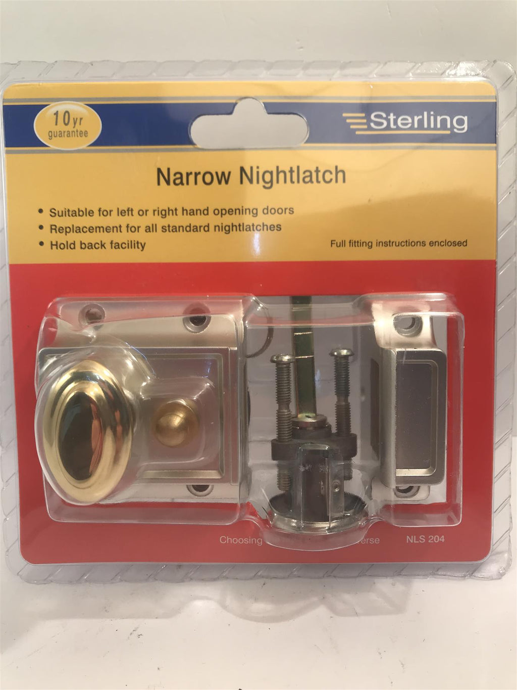 Sterling Narrow Nightlatch Satin Chrome/Brass  NLS204