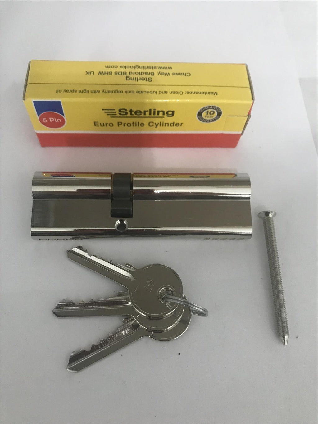 Sterling EPN4060 Double Euro 5 Pin Cylinder 100mm (40x60), Polished Nickel