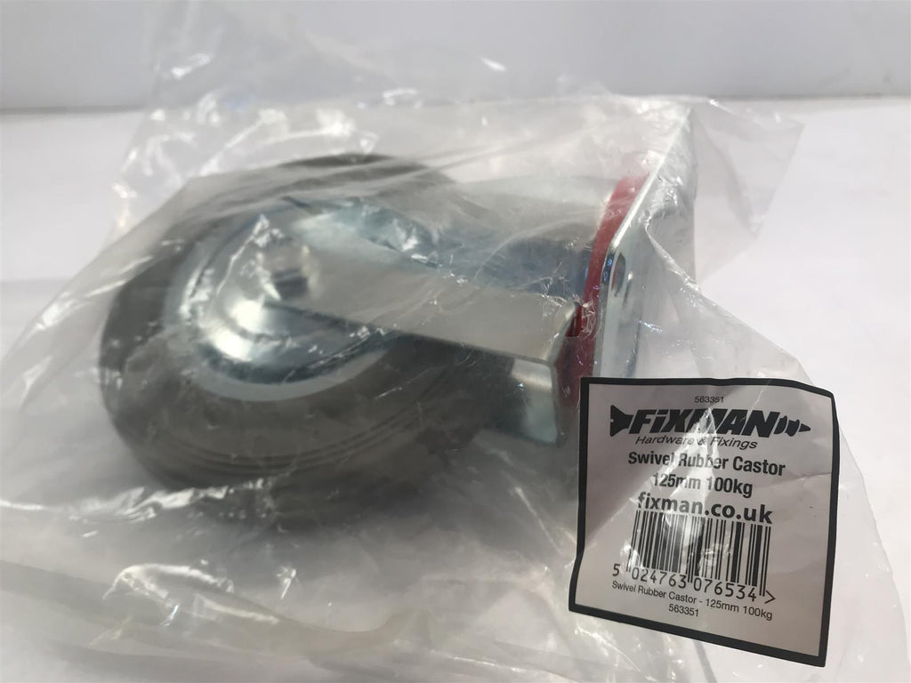 Fixman 563351 Swivel Rubber Castor 125mm 100kg