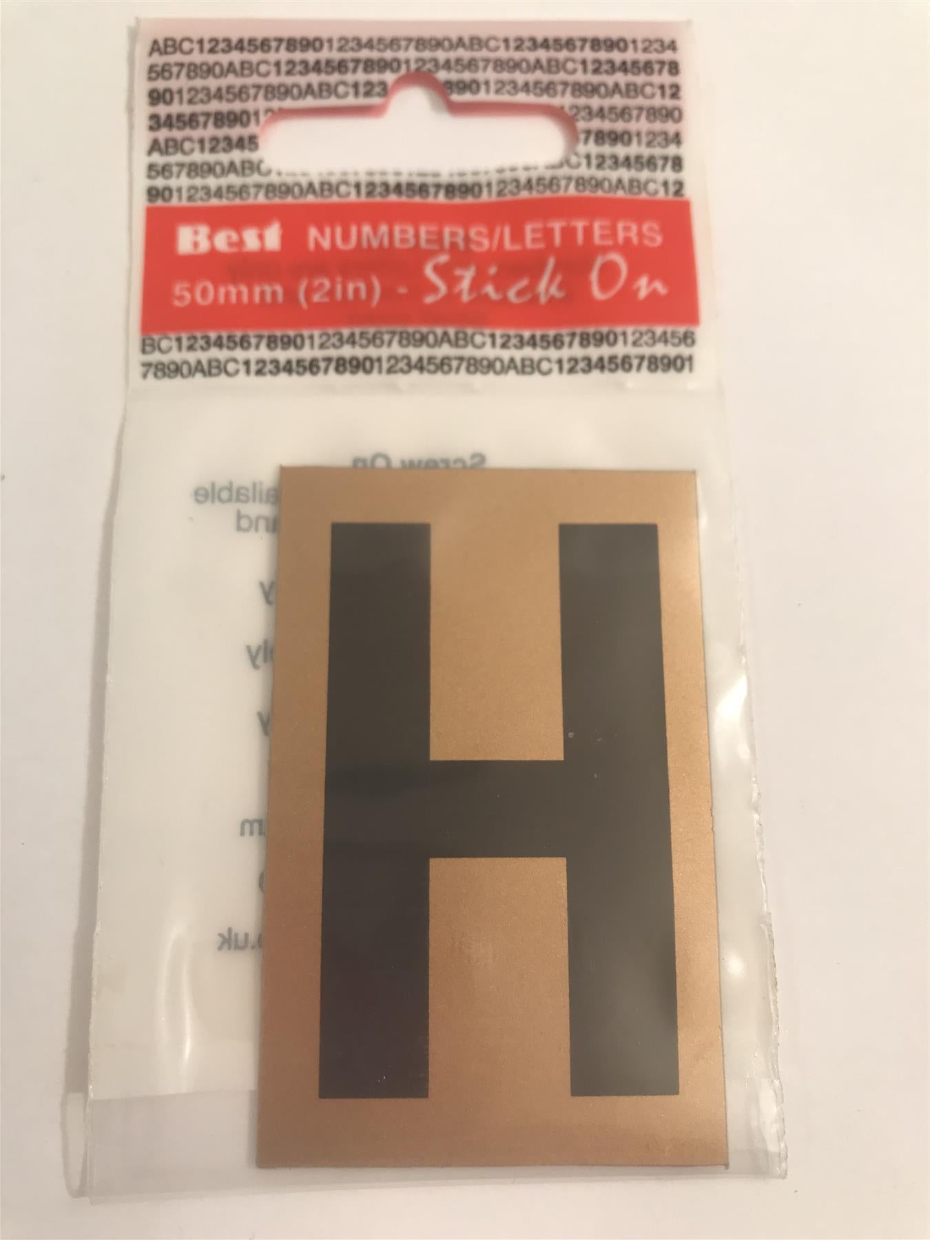 Best Gold/Black Letter H Self Adhesive 1" x 2"