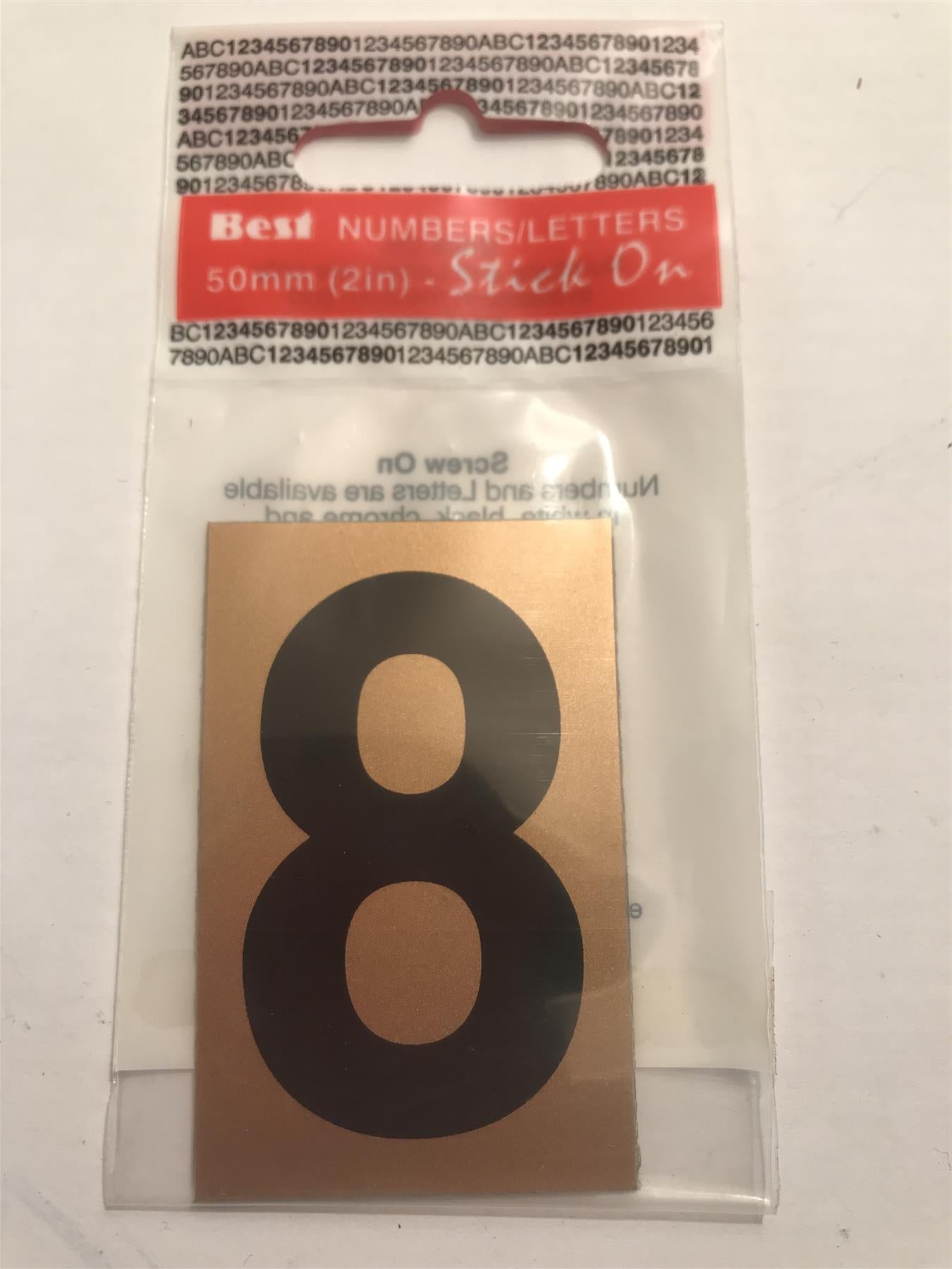 Gold/Black Number 8 Self Adhesive 1" x 2"
