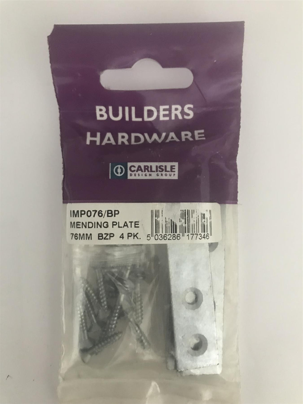 Carlisle Brass - IMP076/BP - Mending Plate 76mm (Pack of 4)  Bright Zinc Plate