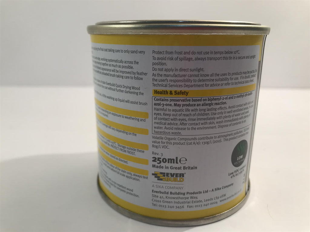 Everbuild EVBWSWN250 Quick Dry Wood Stain Satin Walnut 250 ml