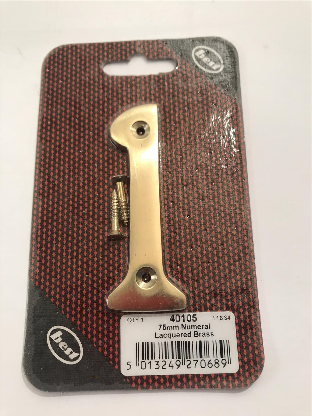 Best 75mm 3" Lacquered Brass No.1  with screws  -   40105