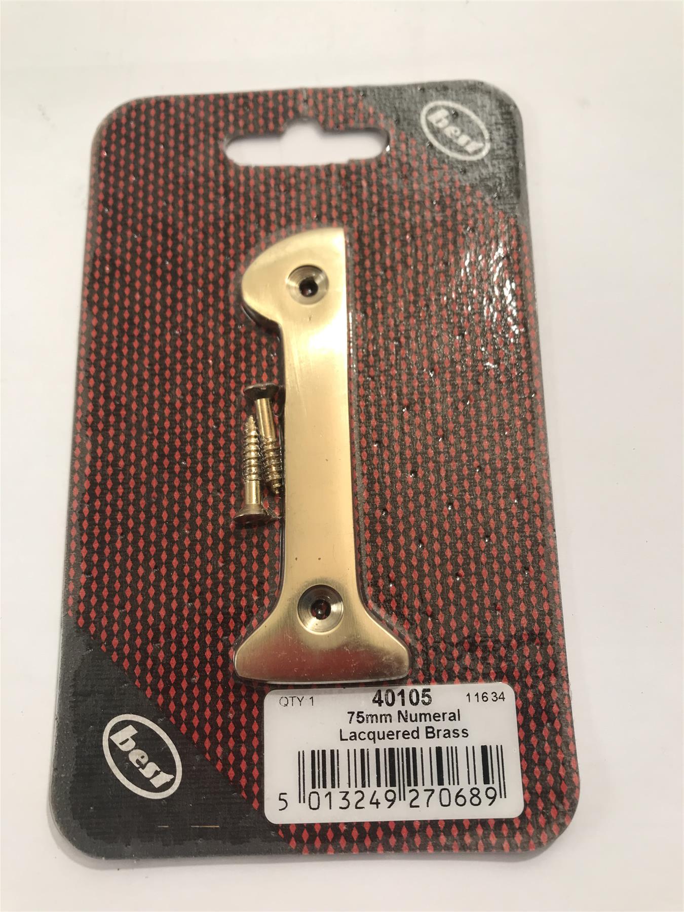 Best 75mm 3" Lacquered Brass No.1  with screws  -   40105