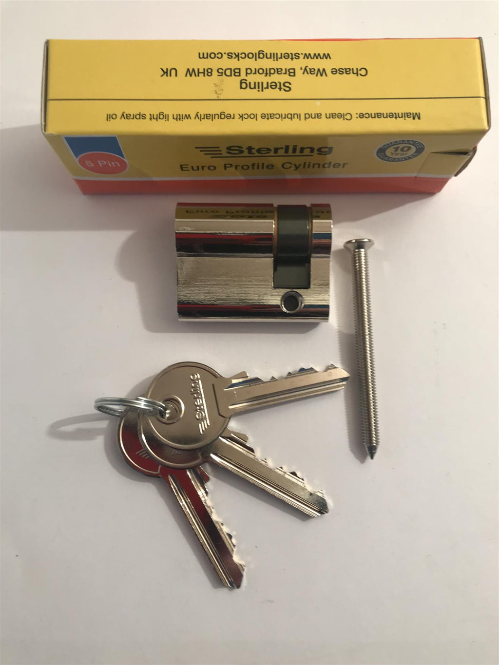 Sterling ESN3011 Single Euro 5 Pin Cylinder 41mm (30x11), Polished Nickel