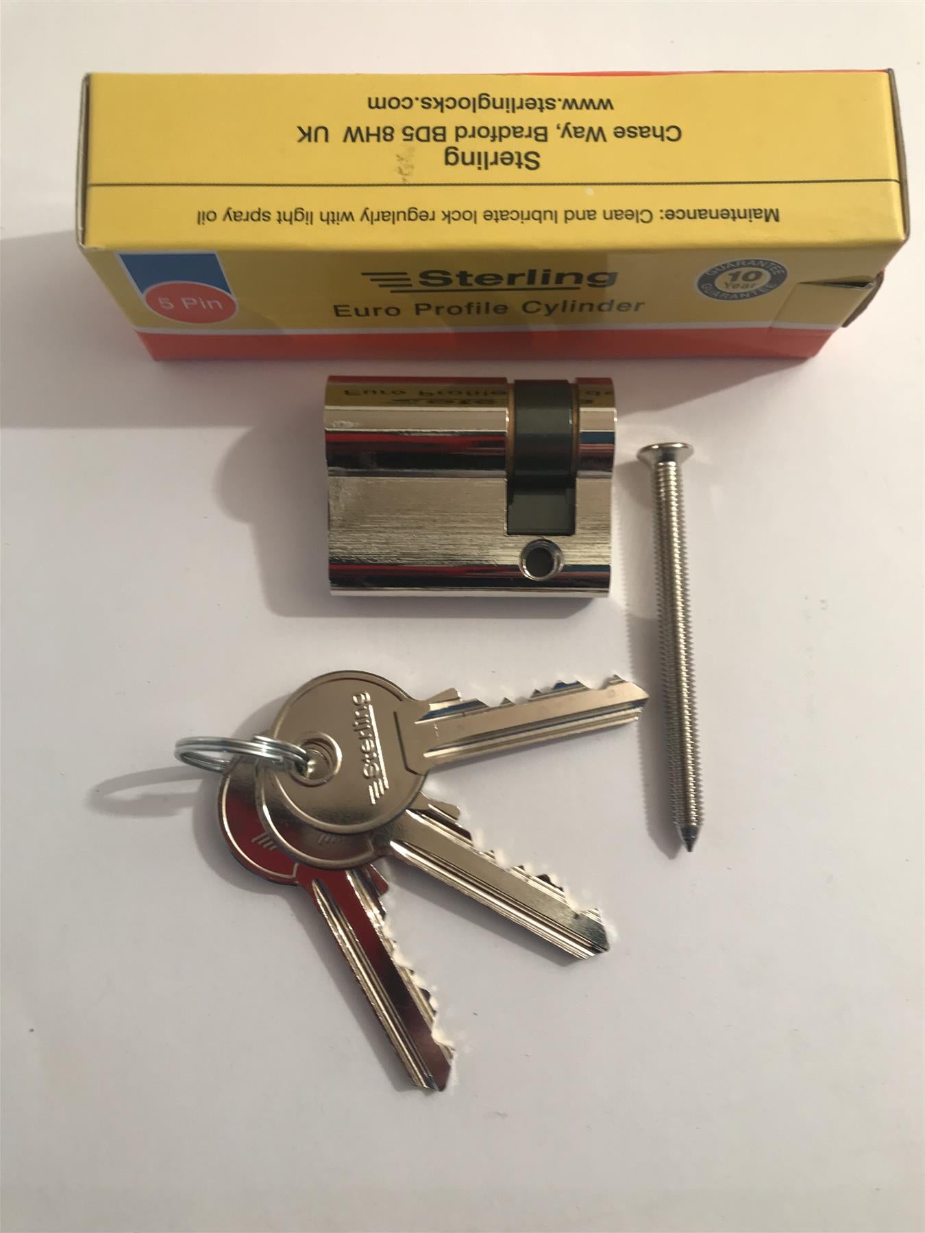 Sterling ESN3011 Single Euro 5 Pin Cylinder 41mm (30x11), Polished Nickel