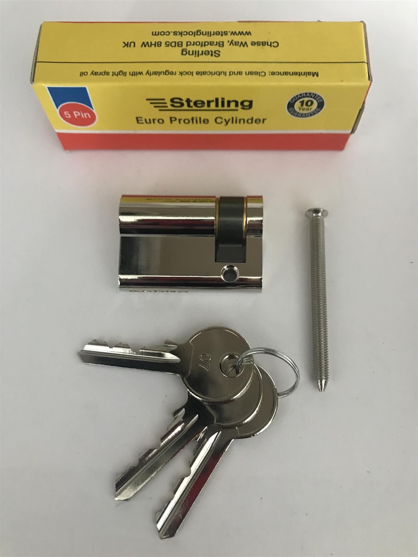 Sterling ESN3511 Single Euro 5 Pin Cylinder 46mm (35x11), Polished Nickel