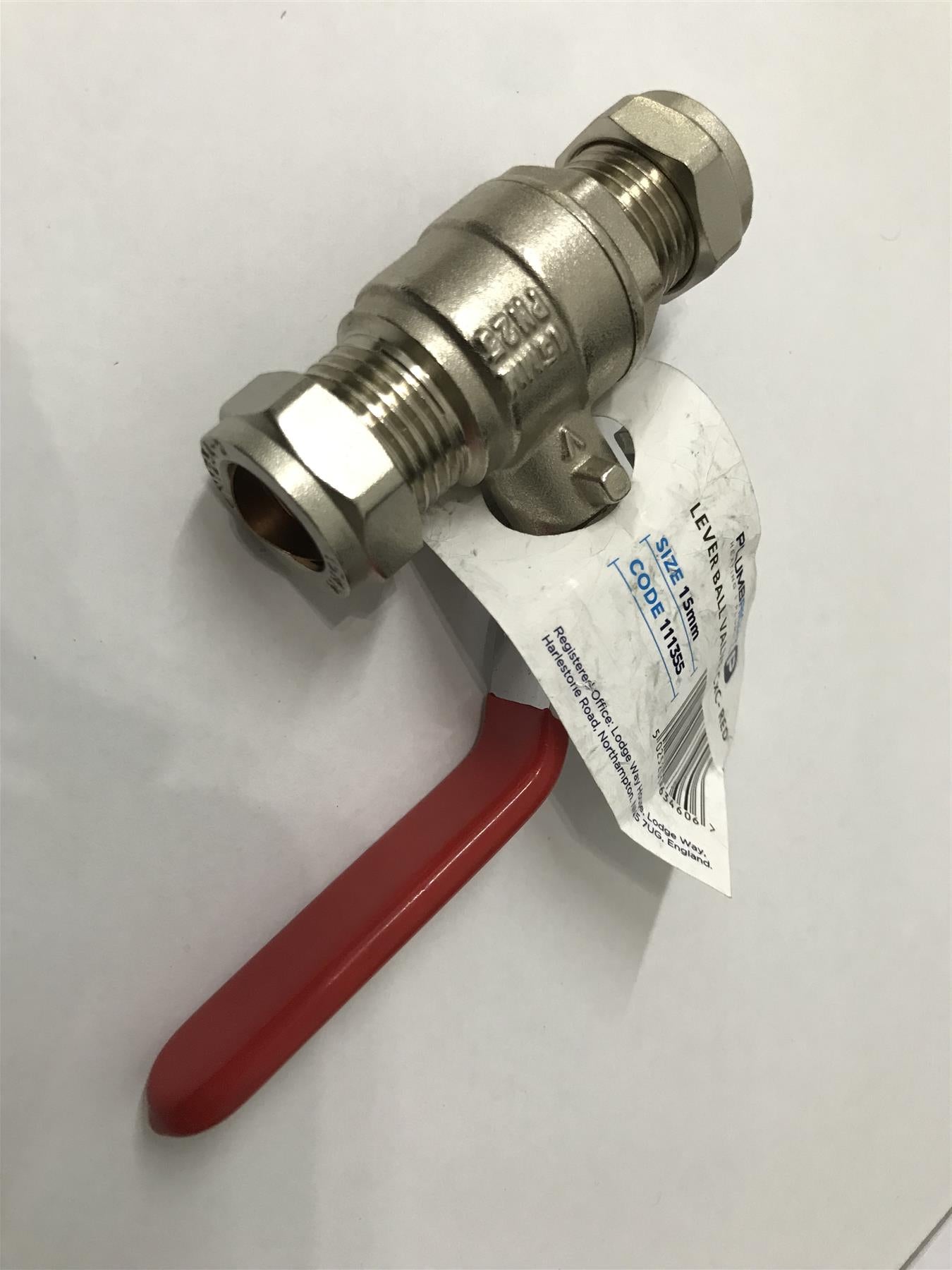 PlumbRight 15MM lever Ball Valve CXC Red 111355