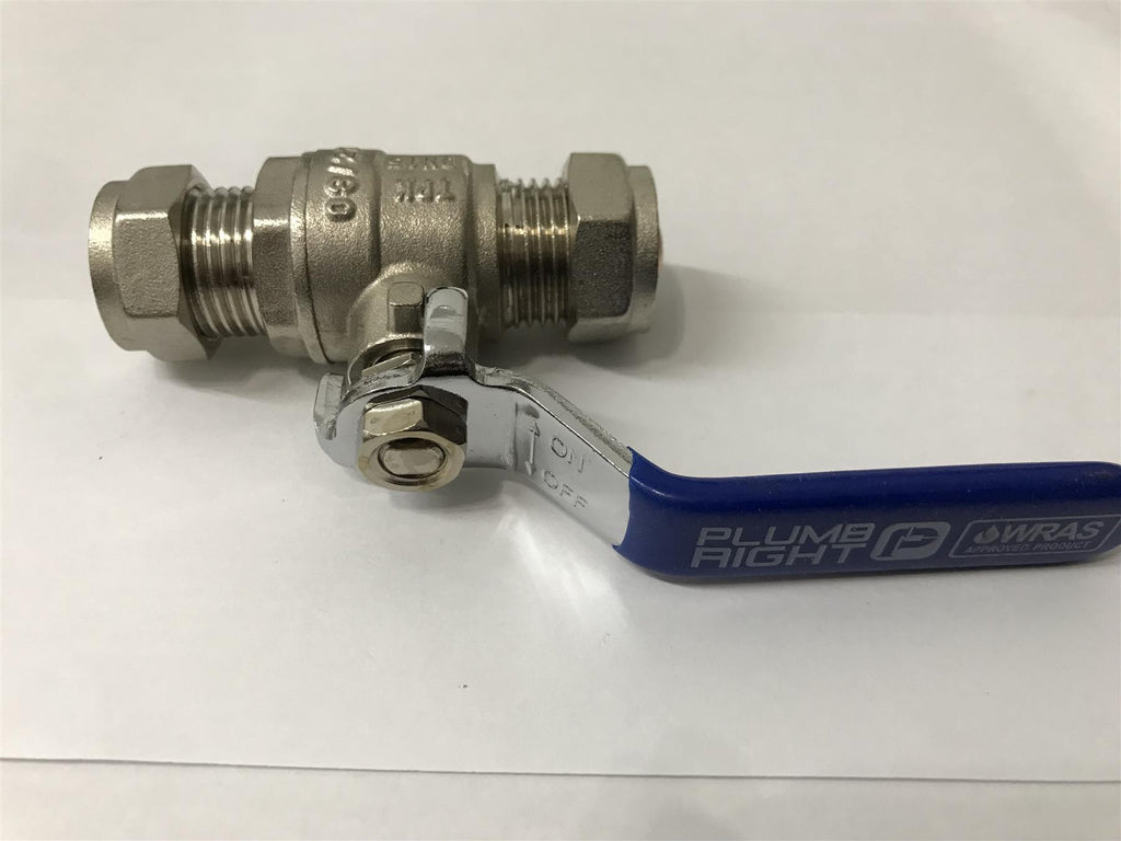 PLUMB RIGHT 15MM Compression Lever Ball Valve Blue Handle