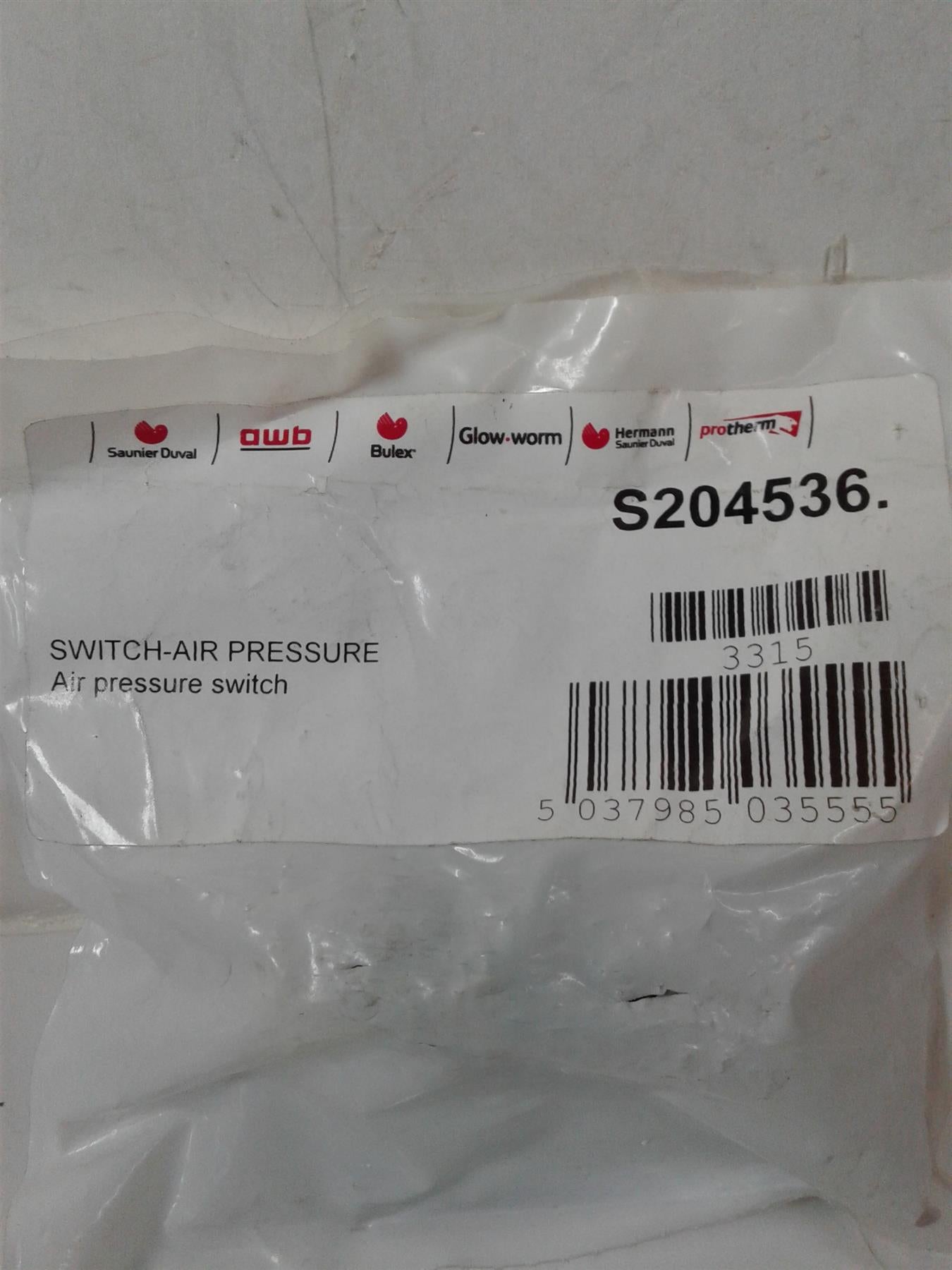 NEW Glowworm SWIFTFLOW 75E 85E S204536 AIR PRESSURE SWITCH