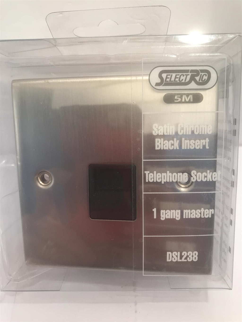 Satin Chrome Black Insert Telephone Socket 1 Gang Master DSL238
