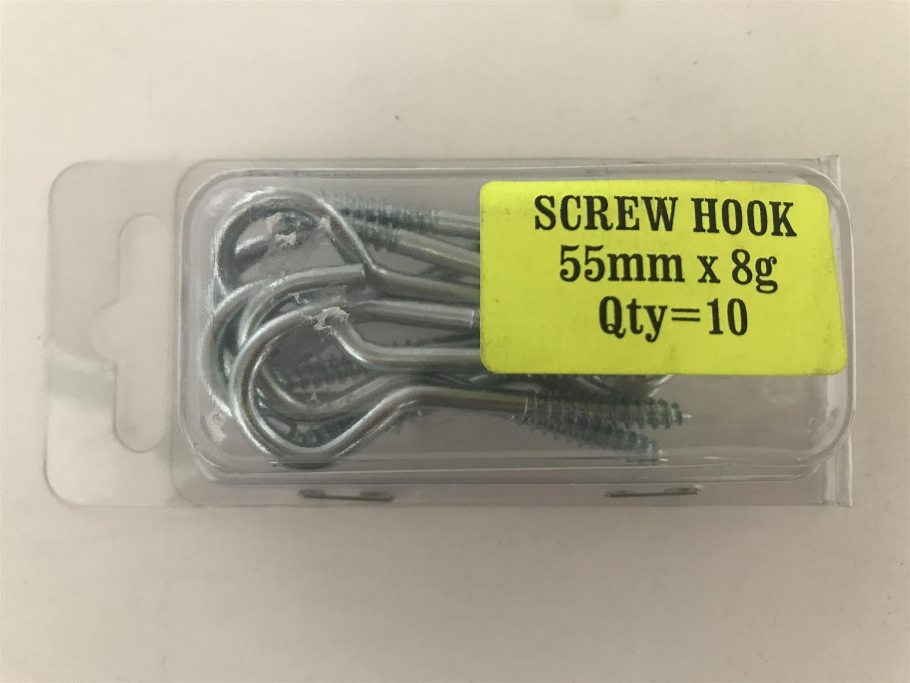 Screw Hooks 55mm x 8g (Pack 10)