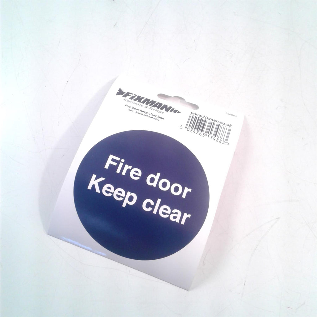 Fire Door Keep Clear Adhesive Sign 100 x 100mm 756964