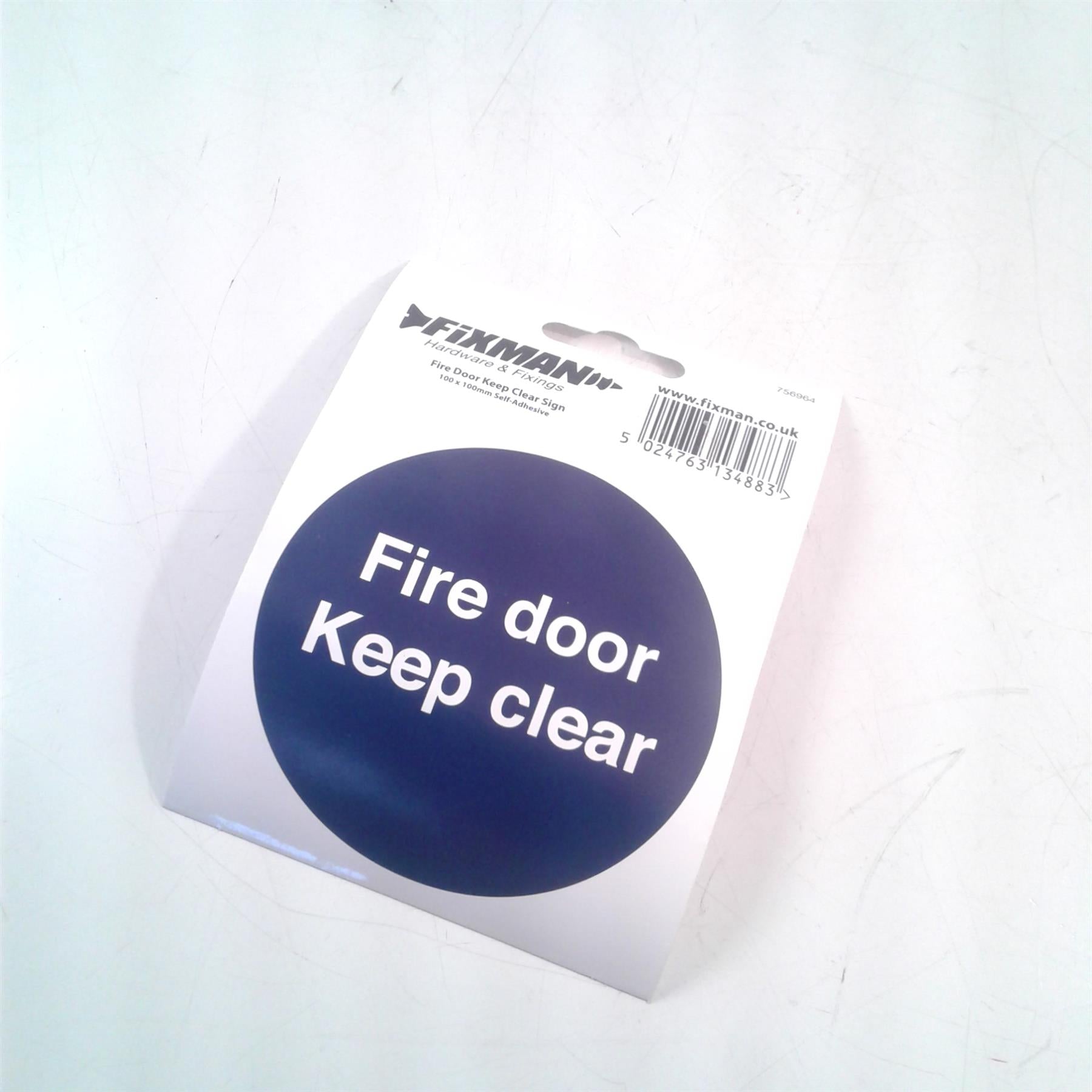 Fire Door Keep Clear Adhesive Sign 100 x 100mm 756964