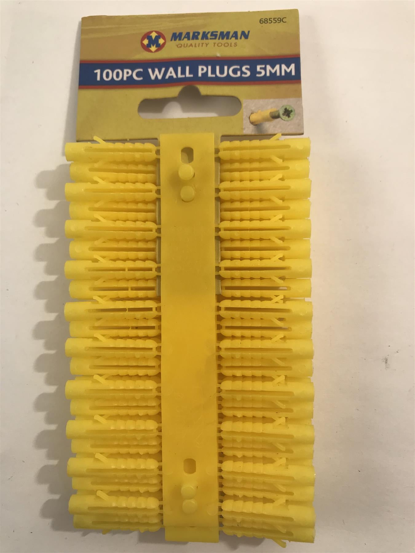 Marksman 100pc Wall Plugs 5mm Yellow  68559C