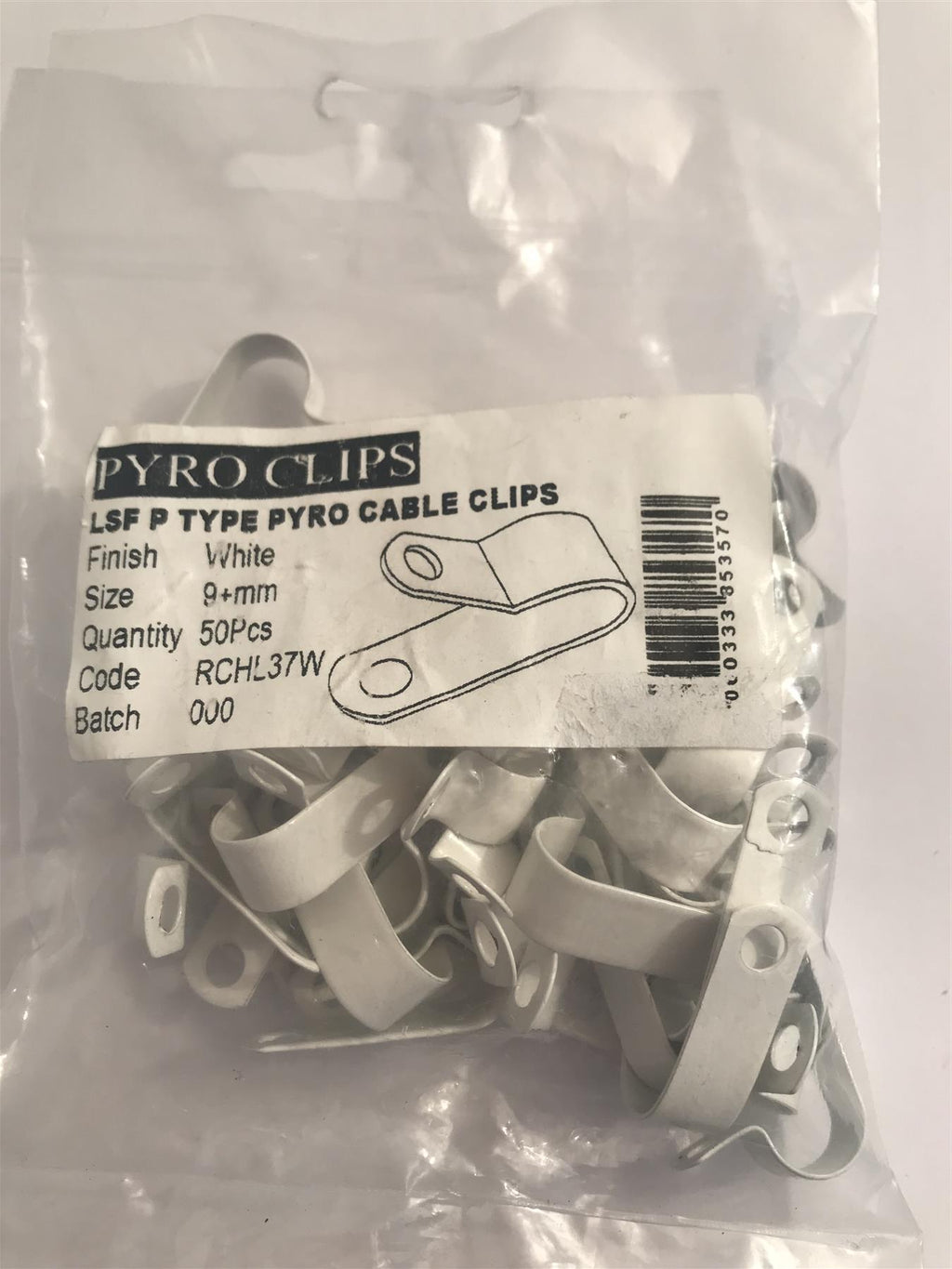 Deligo LSF Coated White Pyro Cable Clips 9mm RCHL37W (50 Pack)