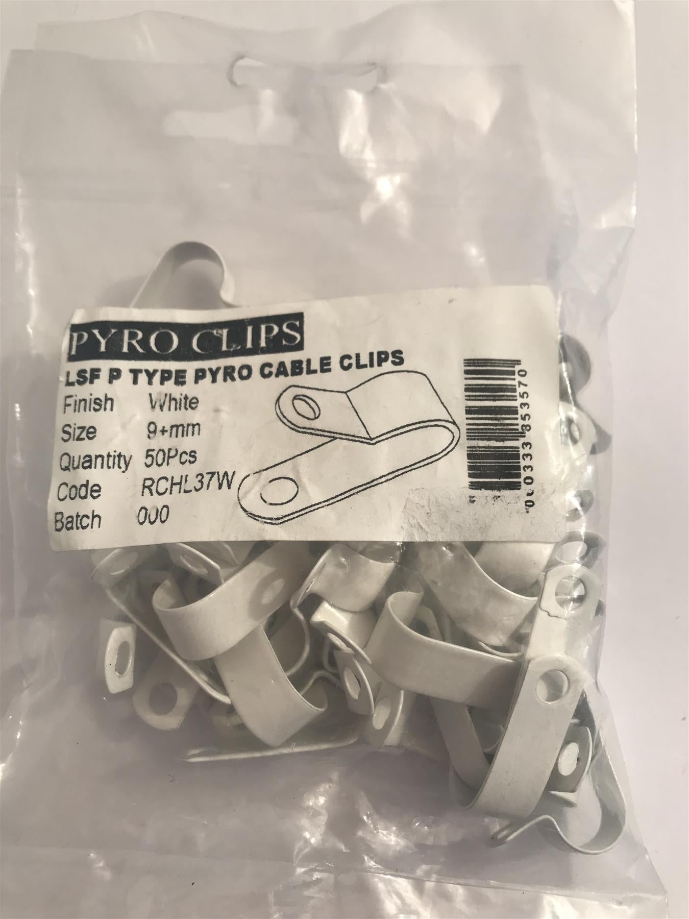 Deligo LSF Coated White Pyro Cable Clips 9mm RCHL37W (50 Pack)