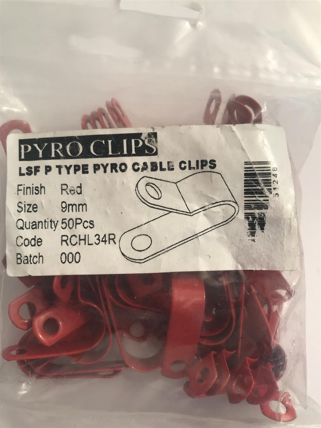 Deligo LSF Coated Red Pyro Cable Clips 9mm RCHL34R  (50 Pack)