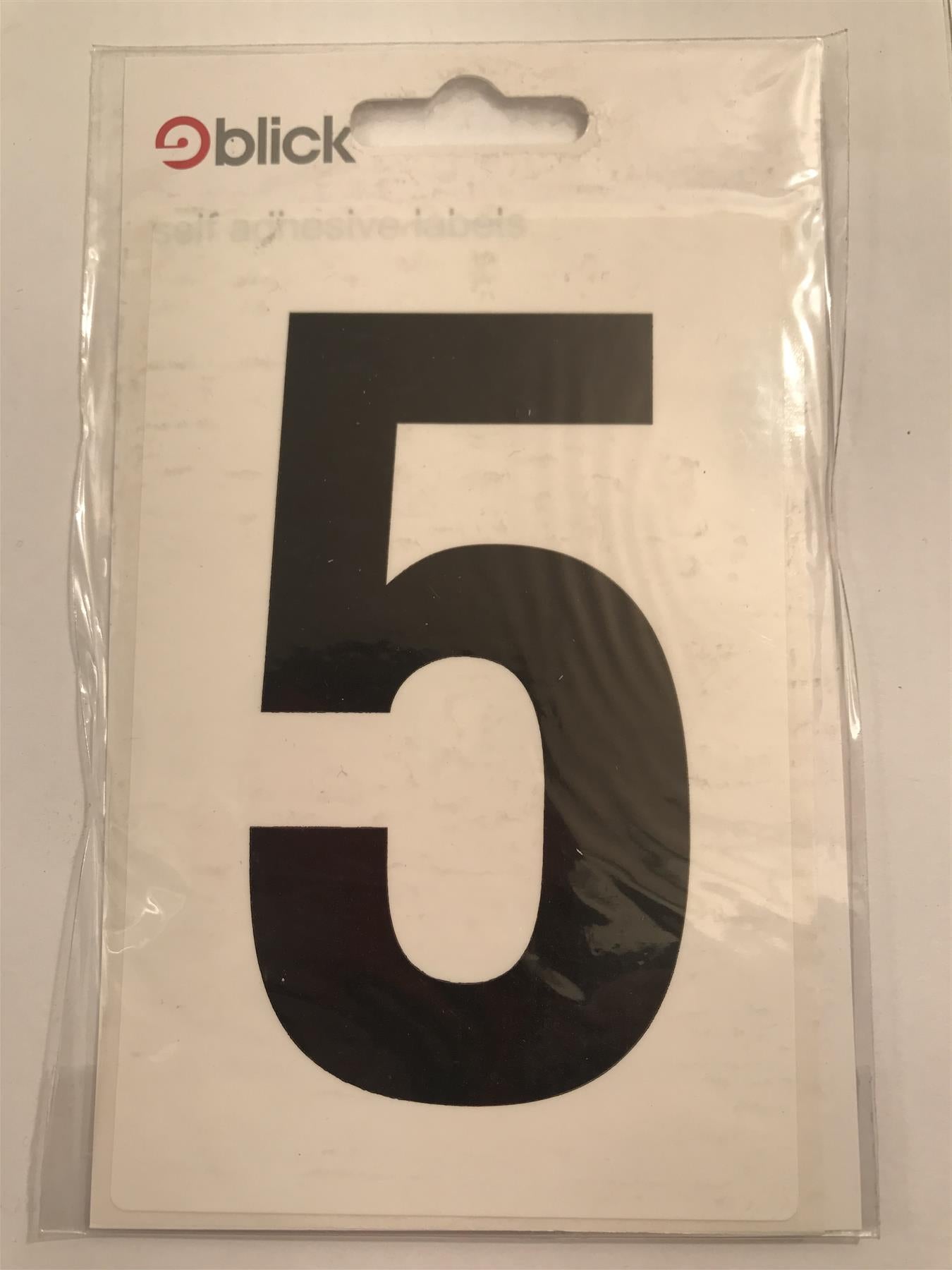 Blick Wheelie Bin Number 5 Black on White Self Adhesive Label 5" x 3 1/2"