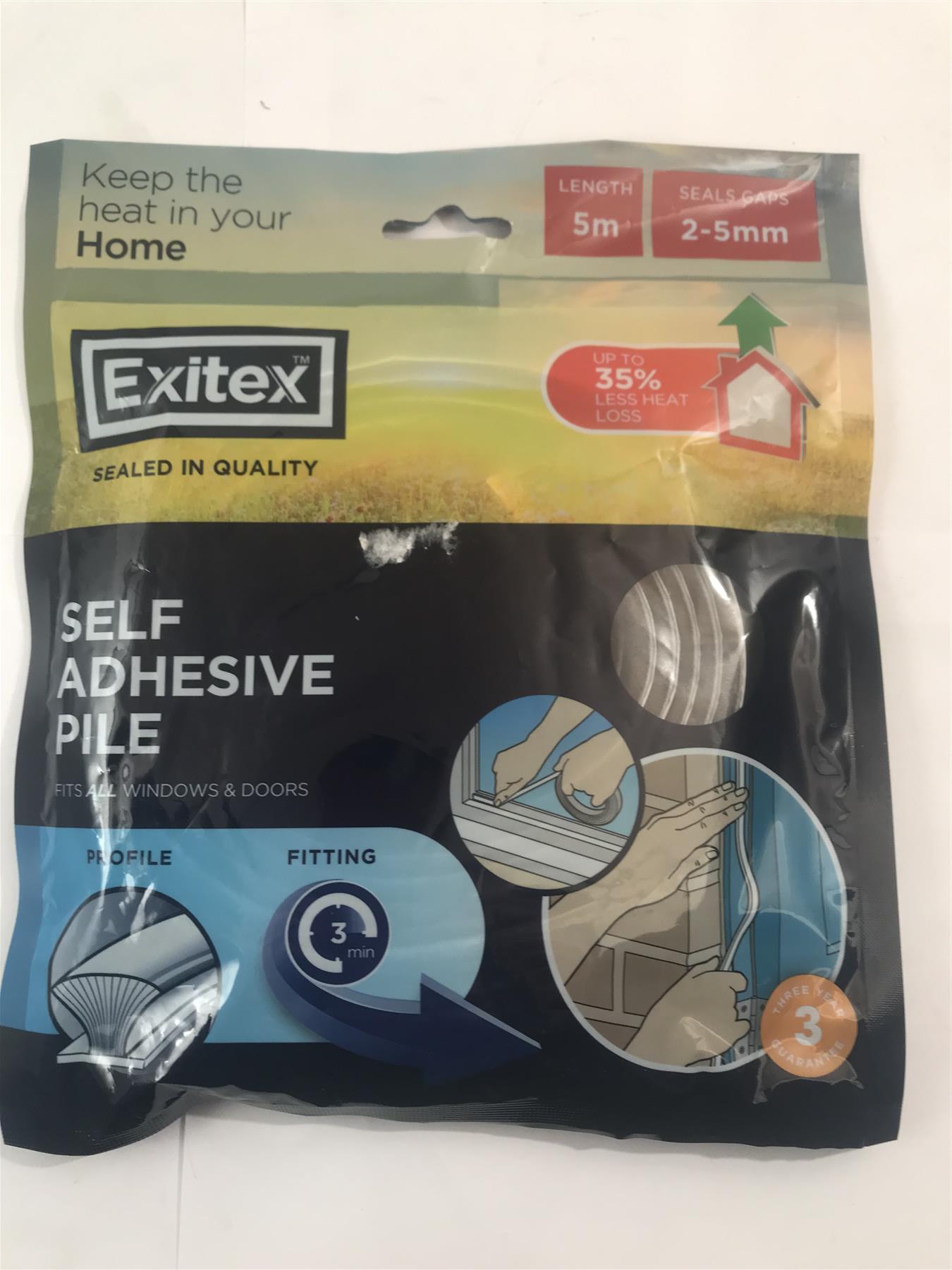 Exitex Self Adhesive Pile 5m Brown -  Seals 2-5mm Gaps