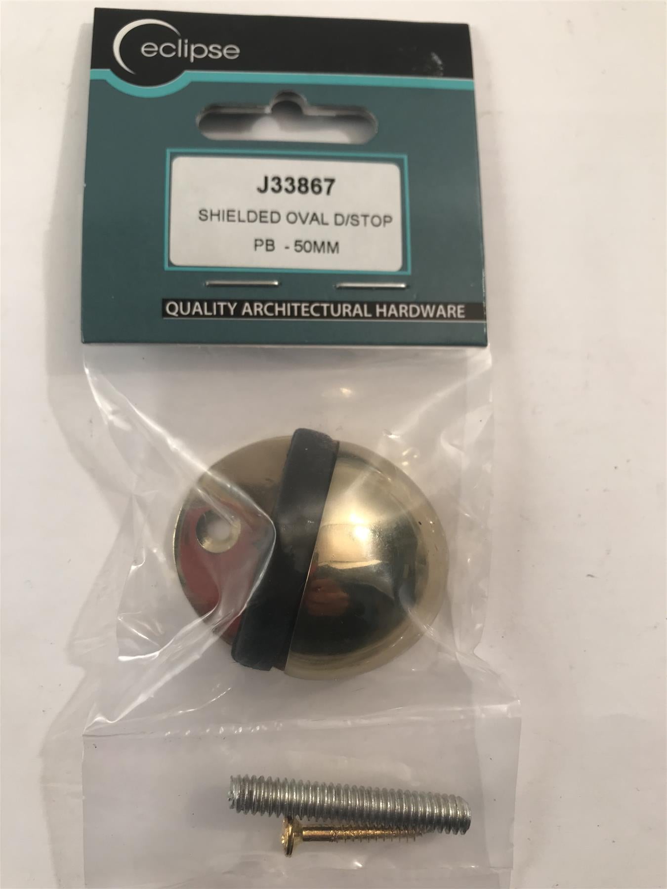 Eclipse Shielded Oval Door Stop Brass 50mm  J33867