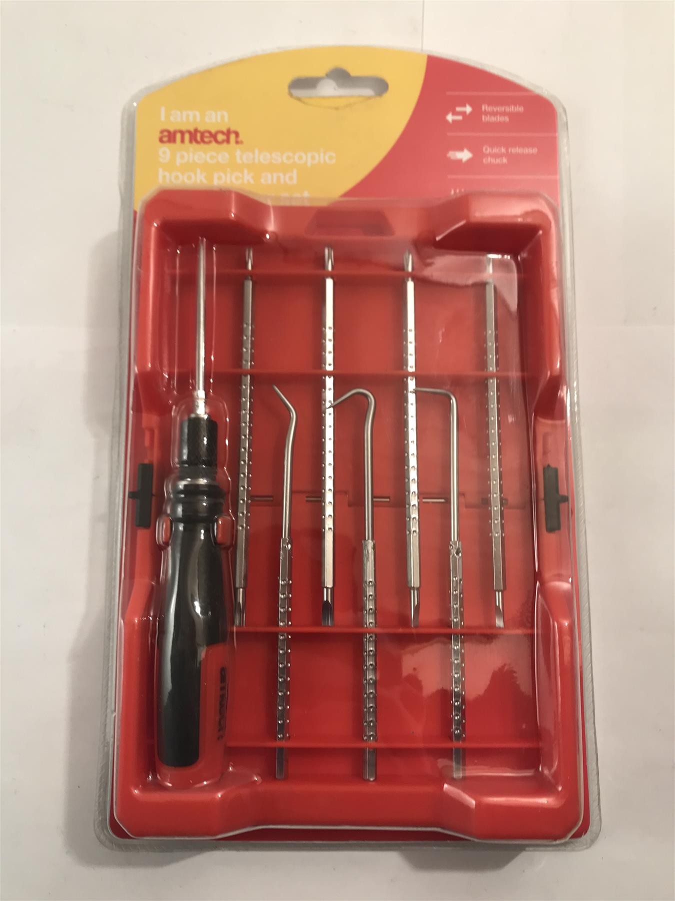 Amtech 9pc Telescopic Hook Pick and Screwdriver Set  R0362