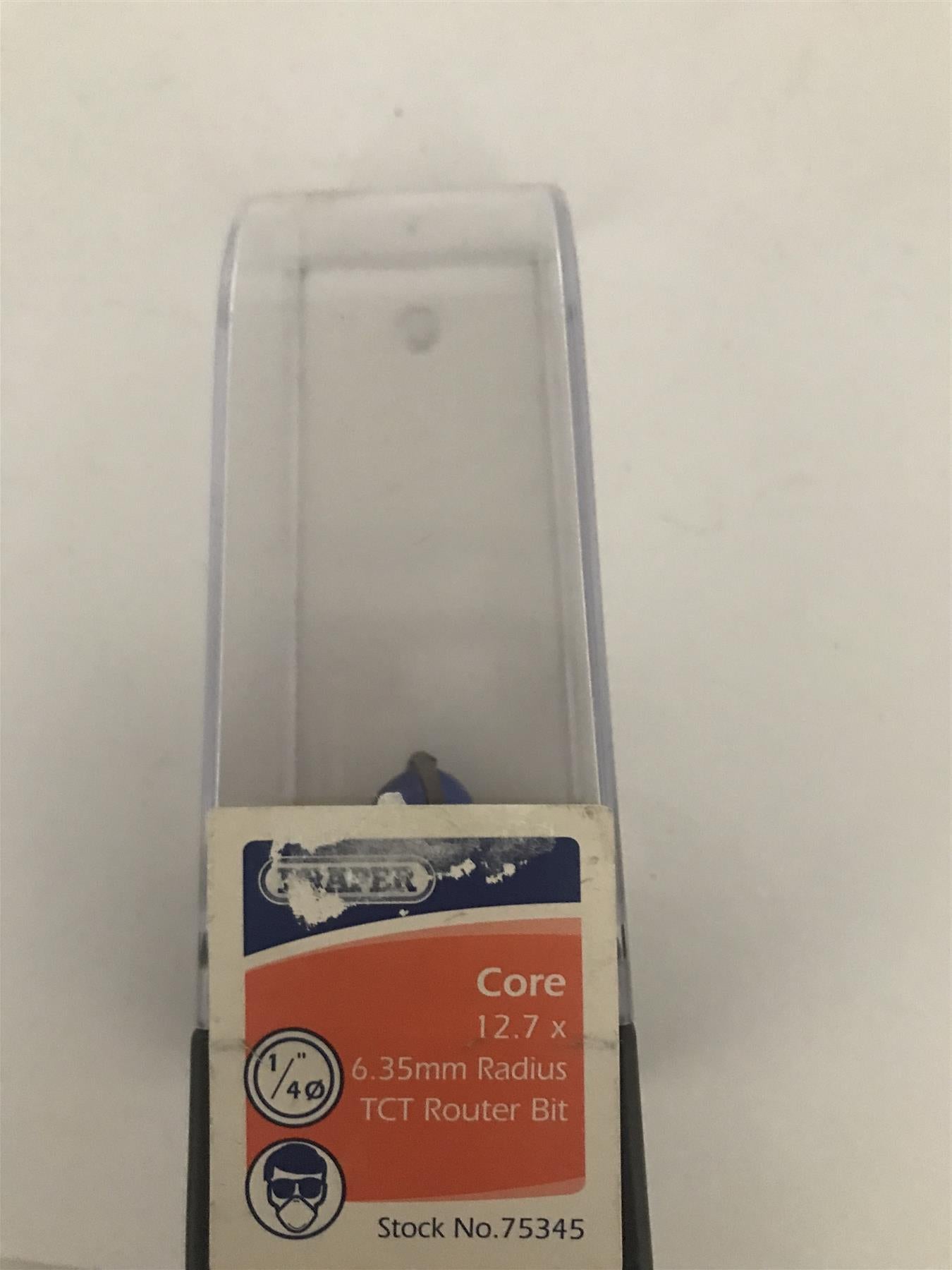 Draper 75345 1/4" Core Box 12.7 x 6.35mm Radius TCT Router Bit