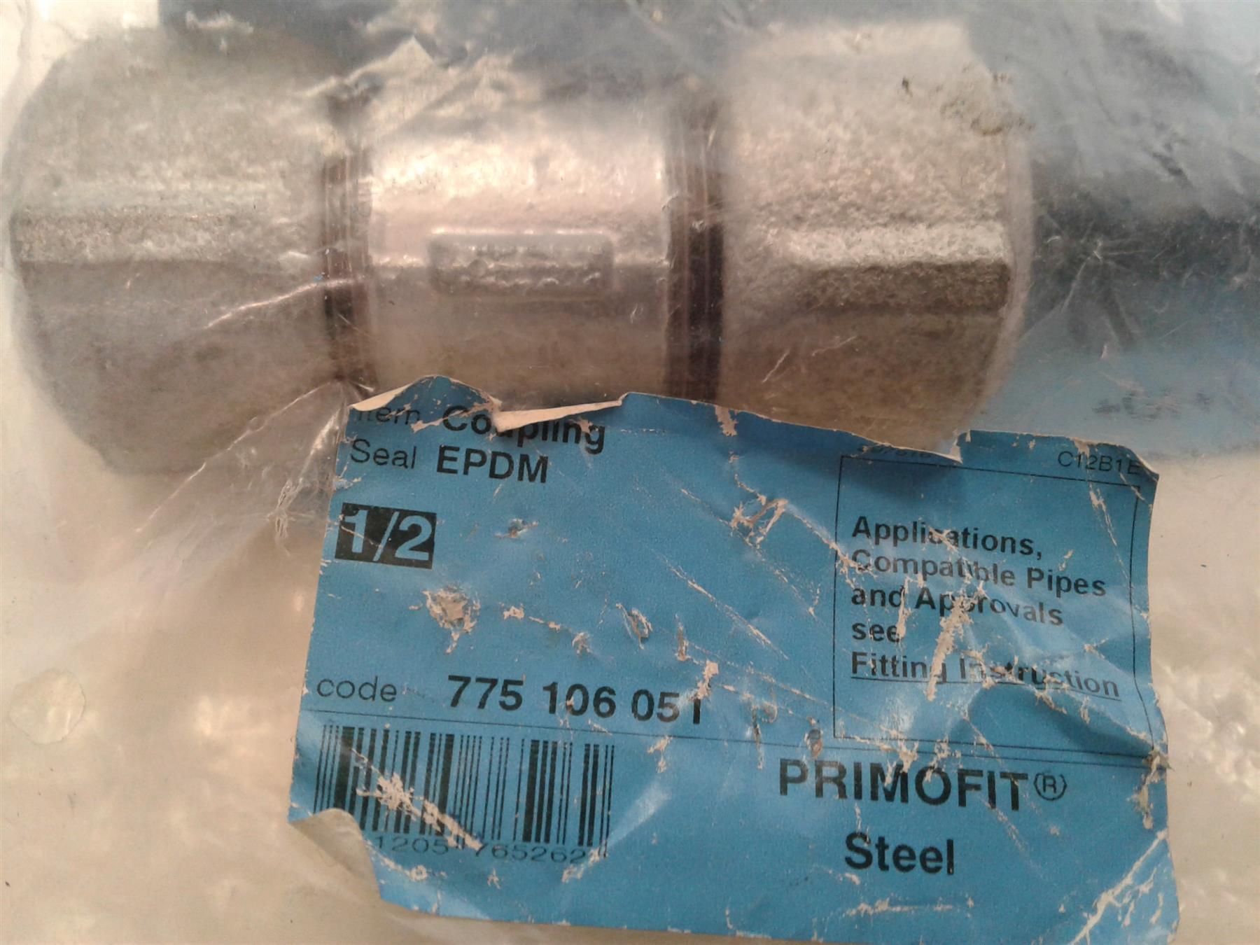 NEW PRIMOFIT GALVANISED STEEL COUPLING PIPE 1/2" 775106051