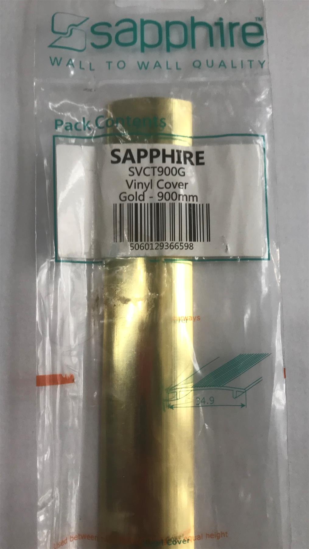 Sapphire Vinyl Cover Trim 900mm Gold  SVCT900G