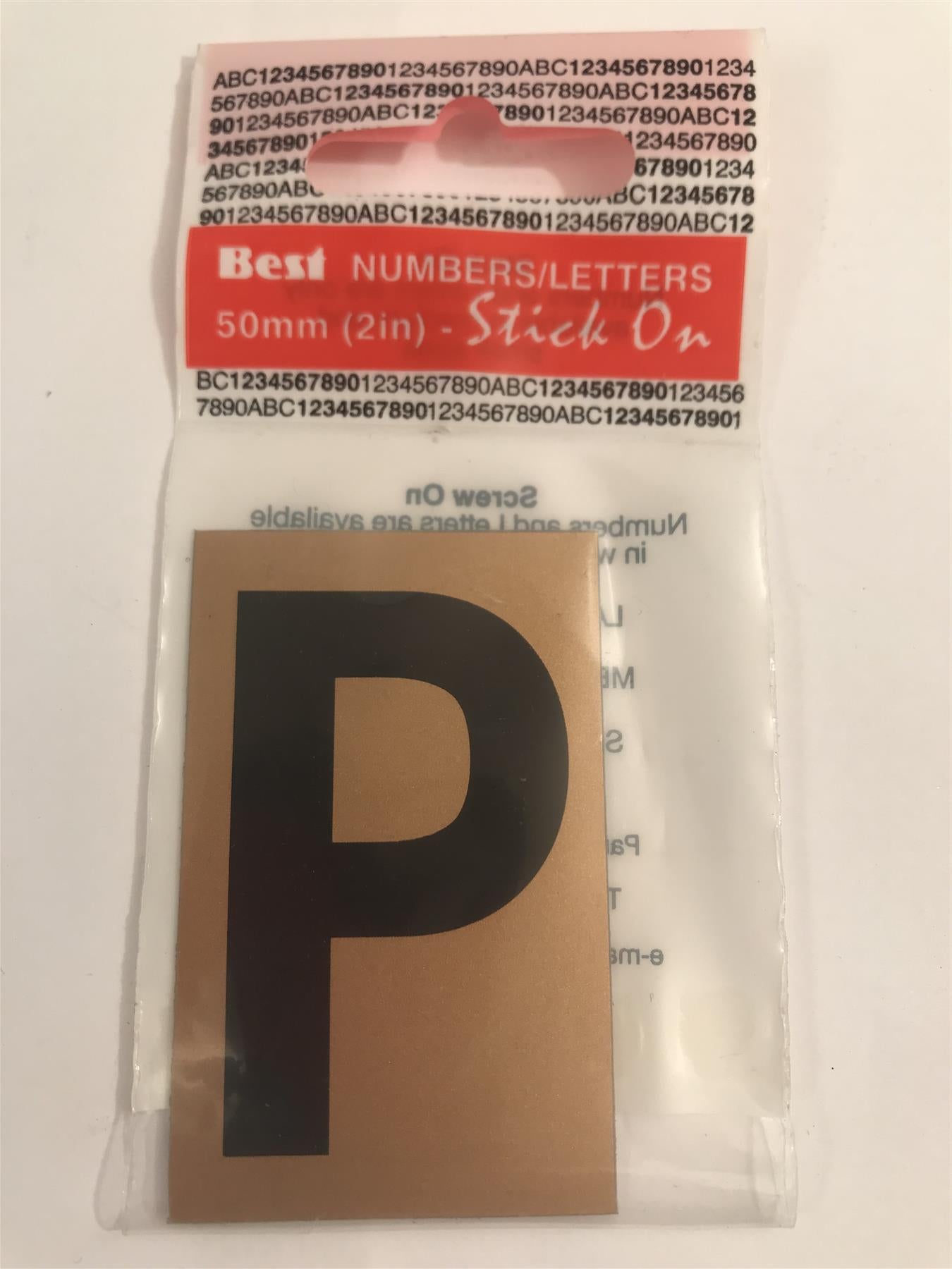 Best Gold/Black Letter P Self Adhesive 1" x 2"