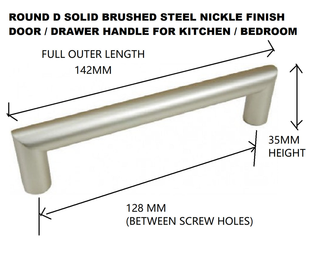 NEW ROUND D BAR HANDLE BRUSHED STEEL NICKLE KITCHEN UNIT