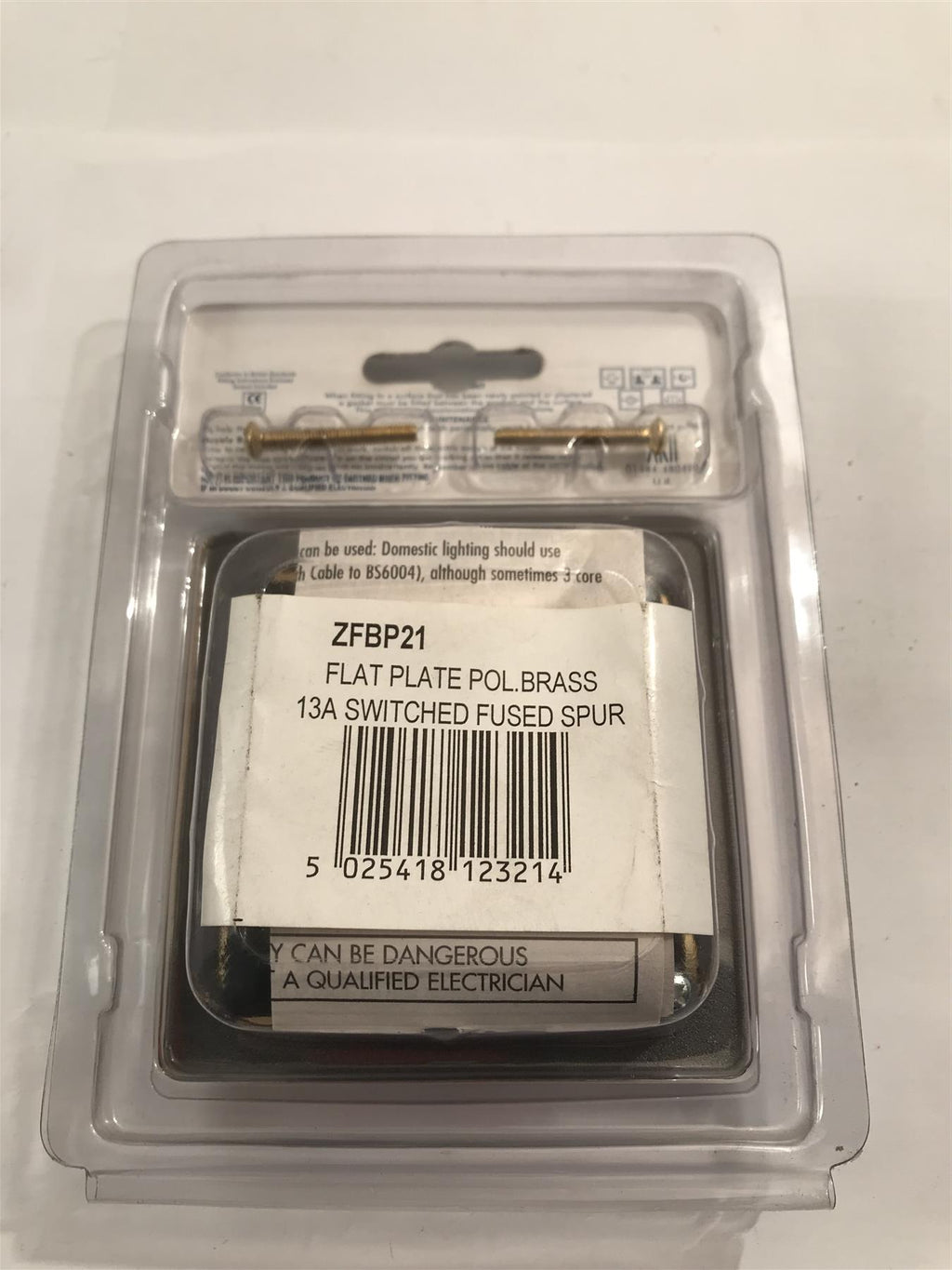 Royale Flat Plate Polished Brass 13a Switched Fused Spur  ZFBP21