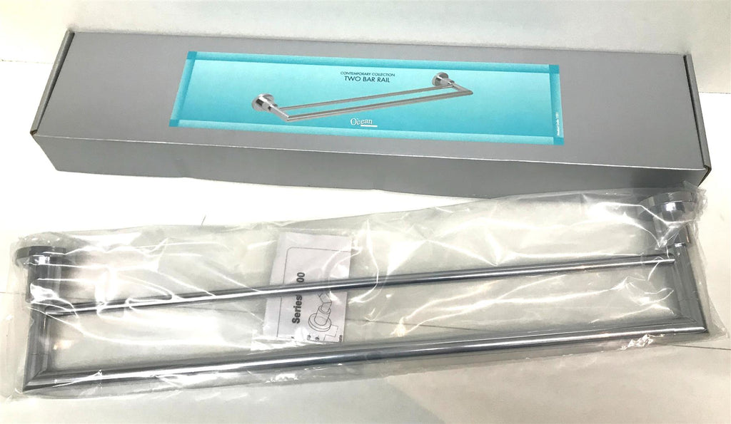 Ocean Bathroom Wall Mounted Towel Rail 2 Bar Rail Chrome