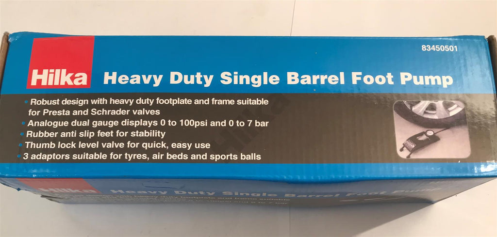 Hilka Heavy Duty Single Barrel Foot Pump 83450501