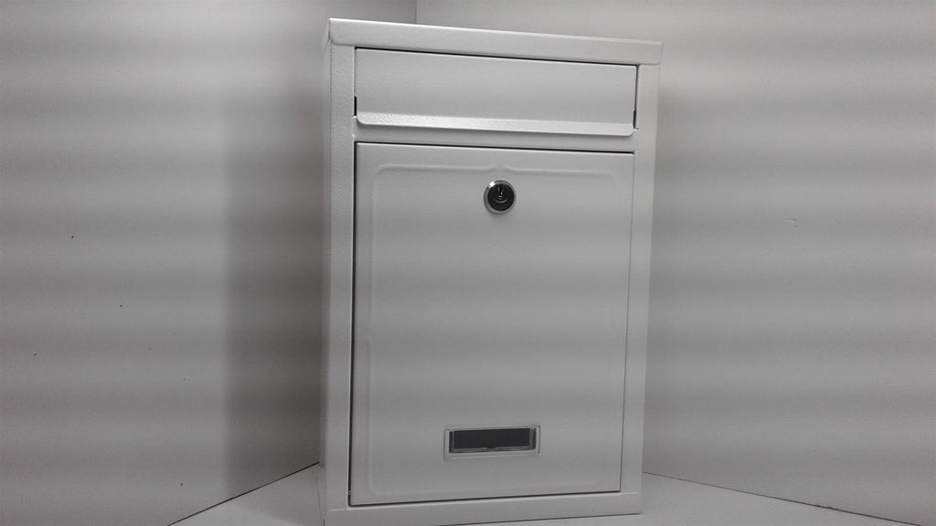 New Ashley White Mail Box Heavy Duty Steel Plated Body MB201 2 keys
