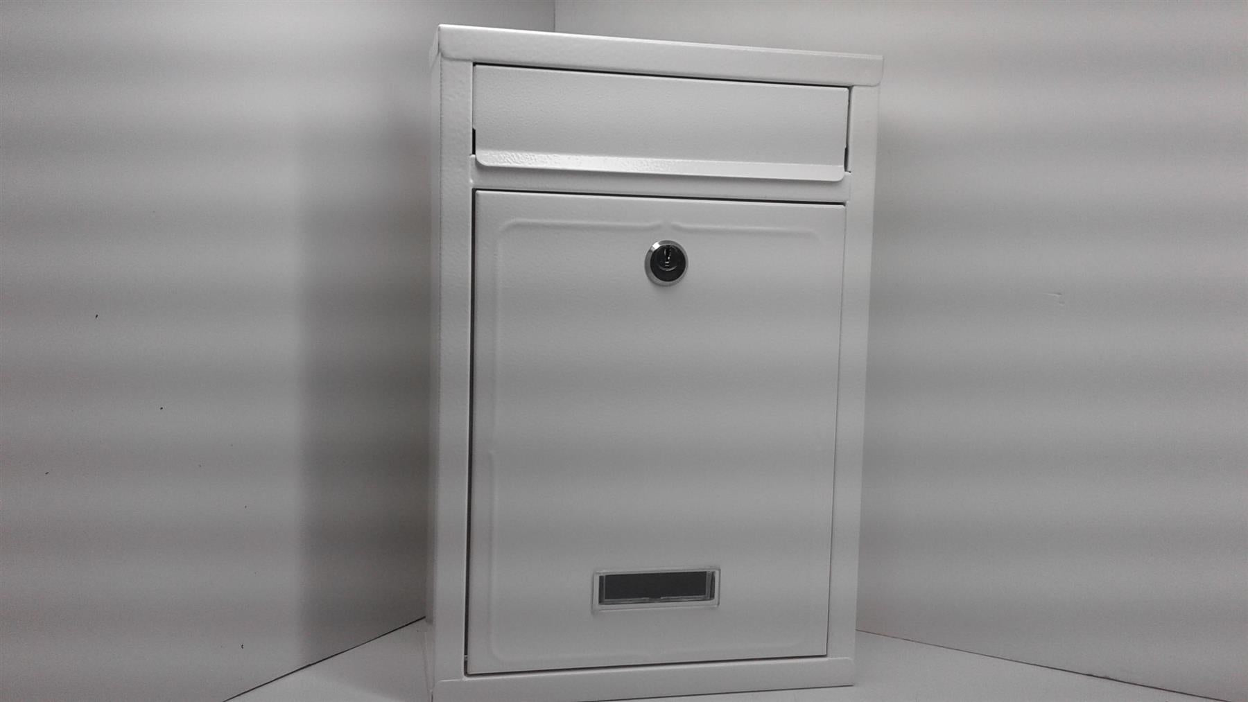 New Ashley White Mail Box Heavy Duty Steel Plated Body MB201 2 keys