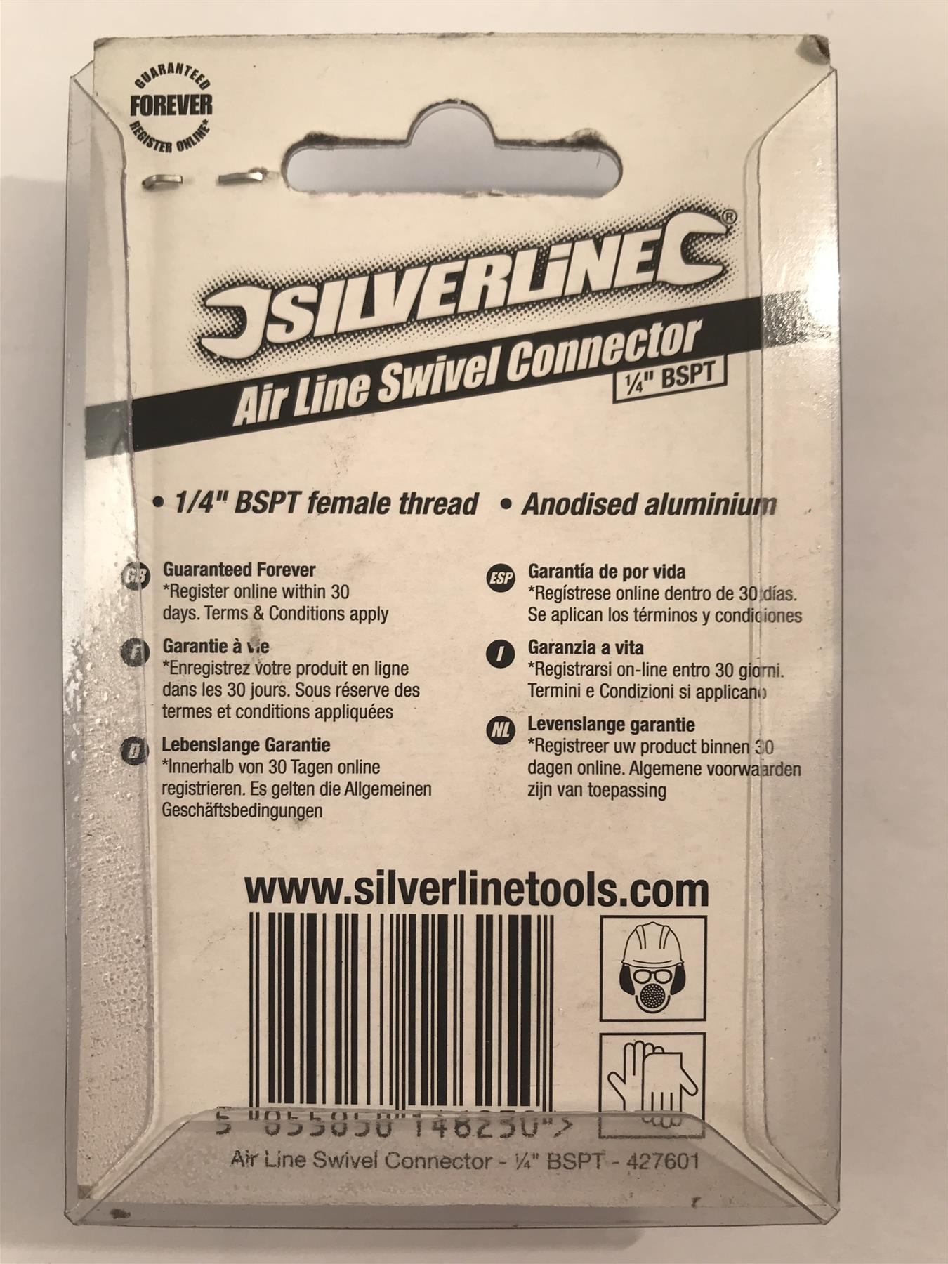 Silverline Air Line Swivel Connector 1/4'' BSPT Anodised Aluminium 427601