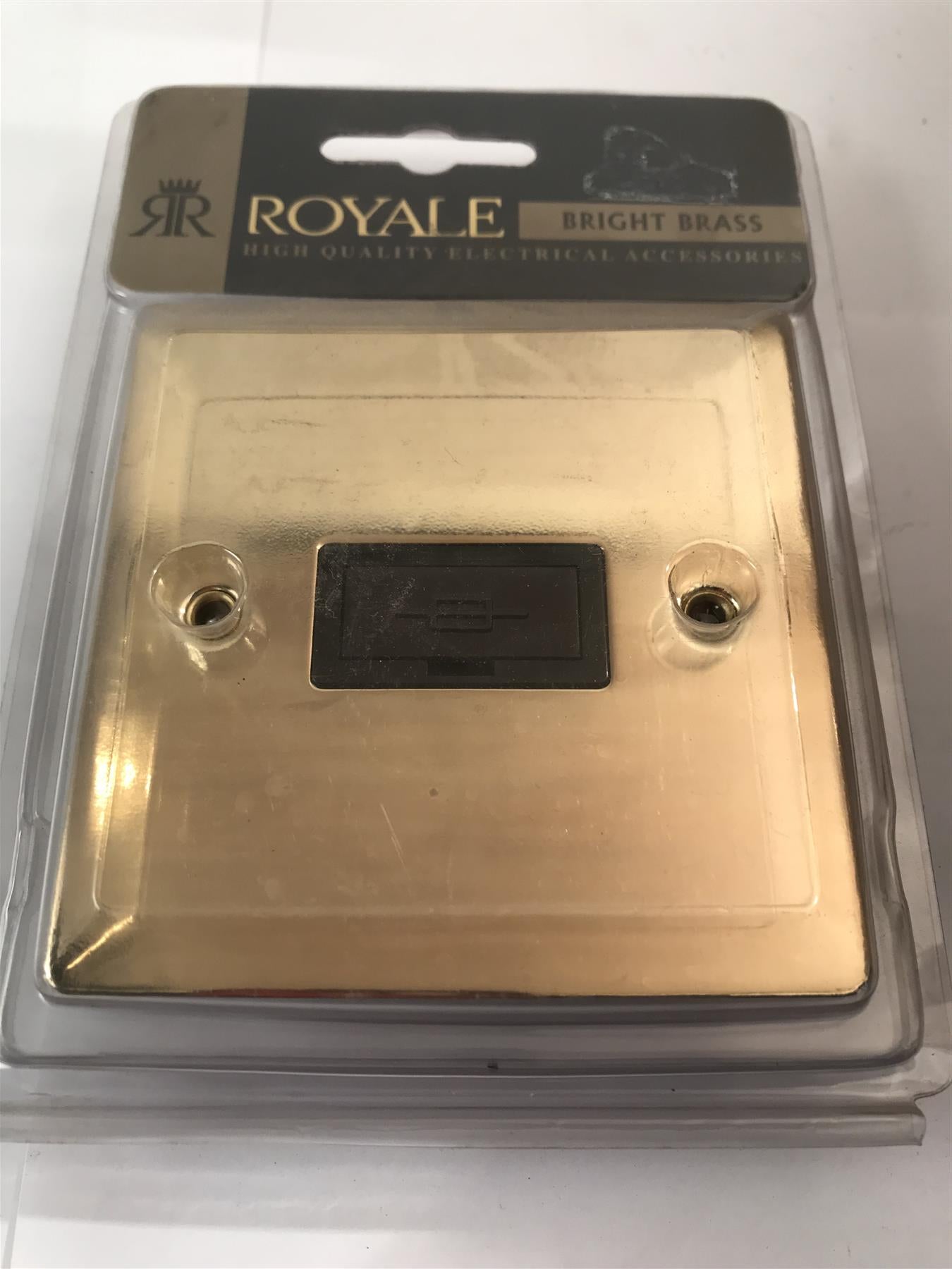 Royale 13a Fused Spur Flat Plate Polished Brass Black Insert  ZFBP19