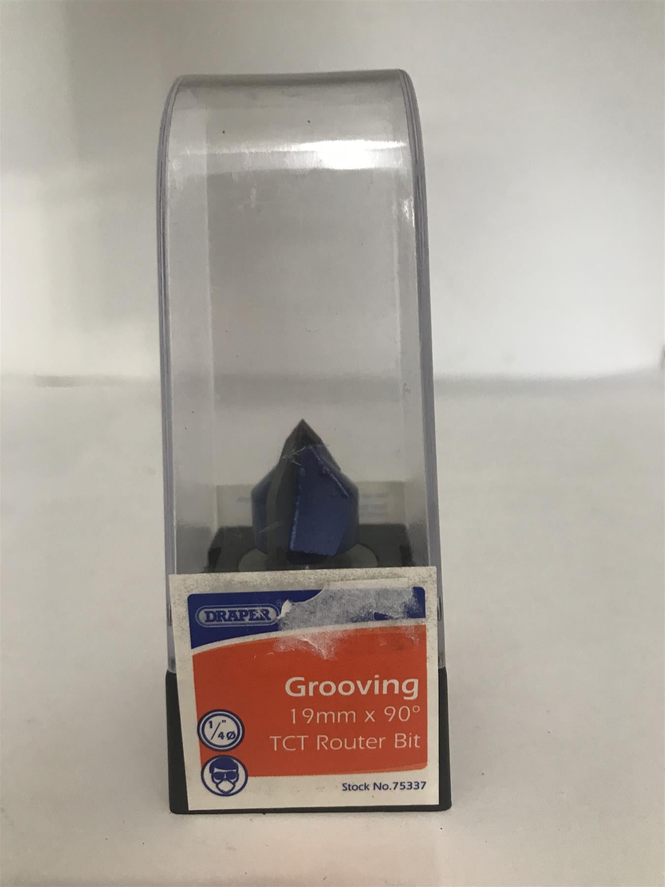 Draper 1/4" Groove 19mm x 90˚ TCT Router Bit 75337