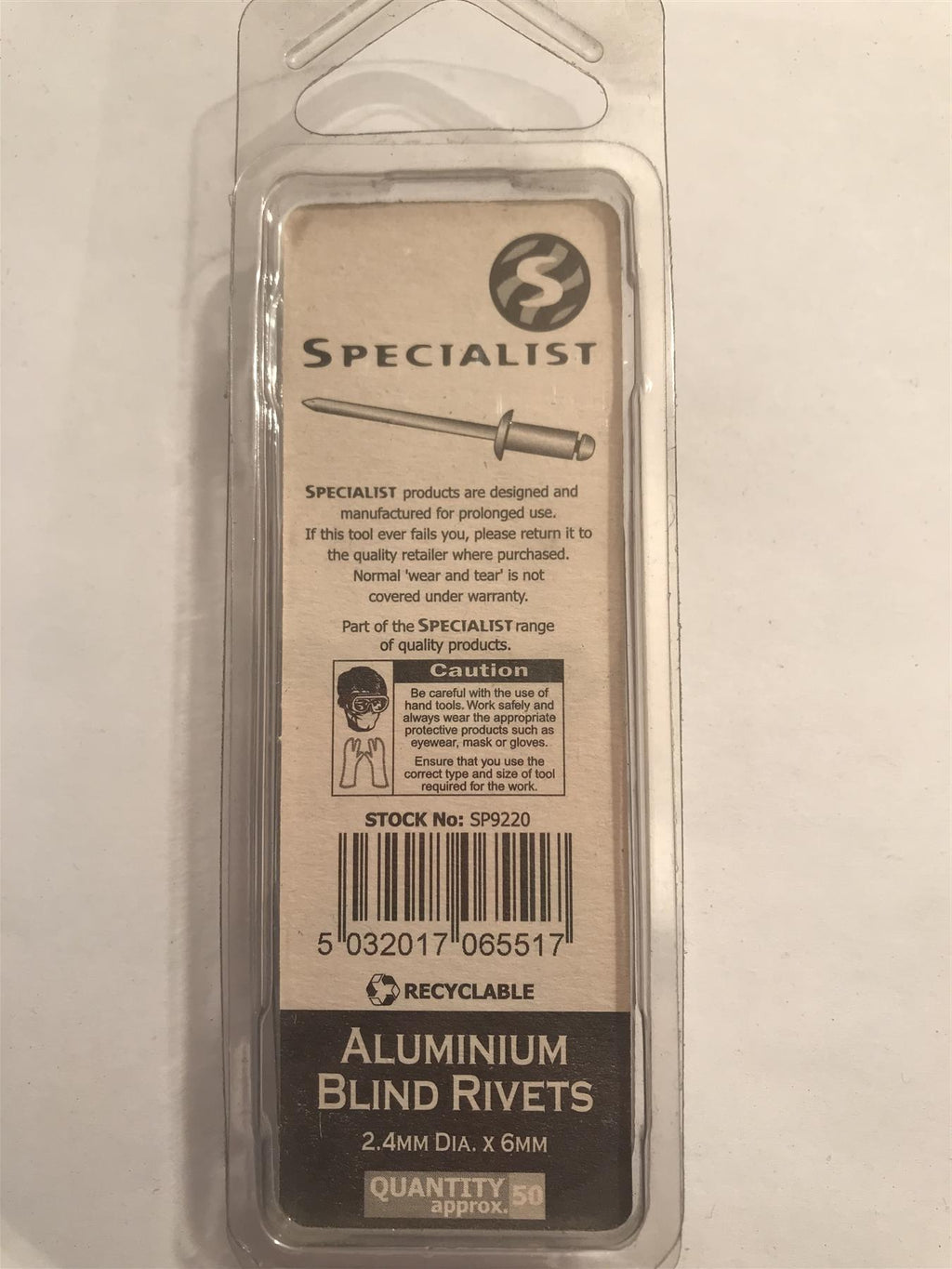 Specialist Aluminium Blind Rivets 2.4 x 6.0mm (Pk 50) SP9220