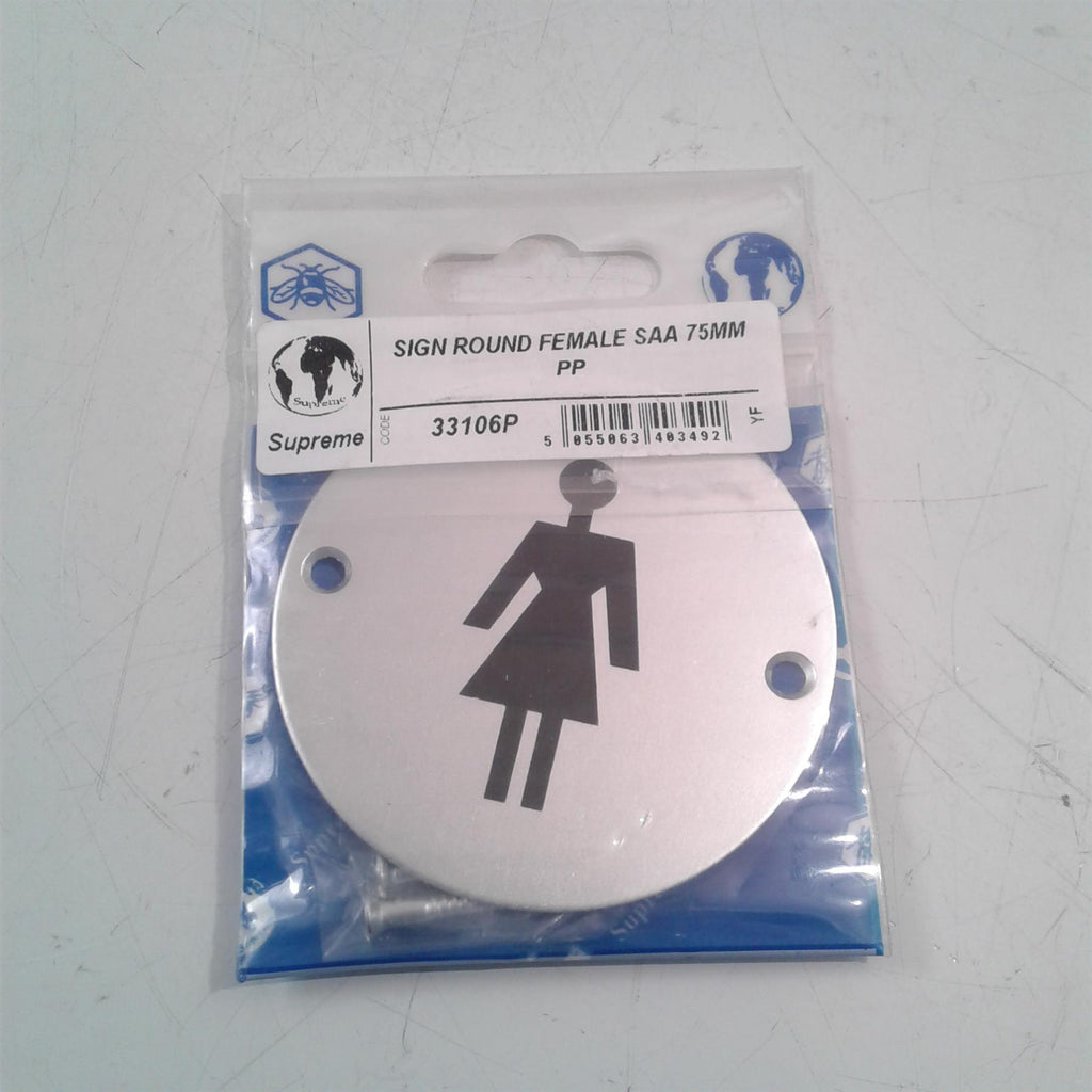 Supreme Round Female WC Sign with screws