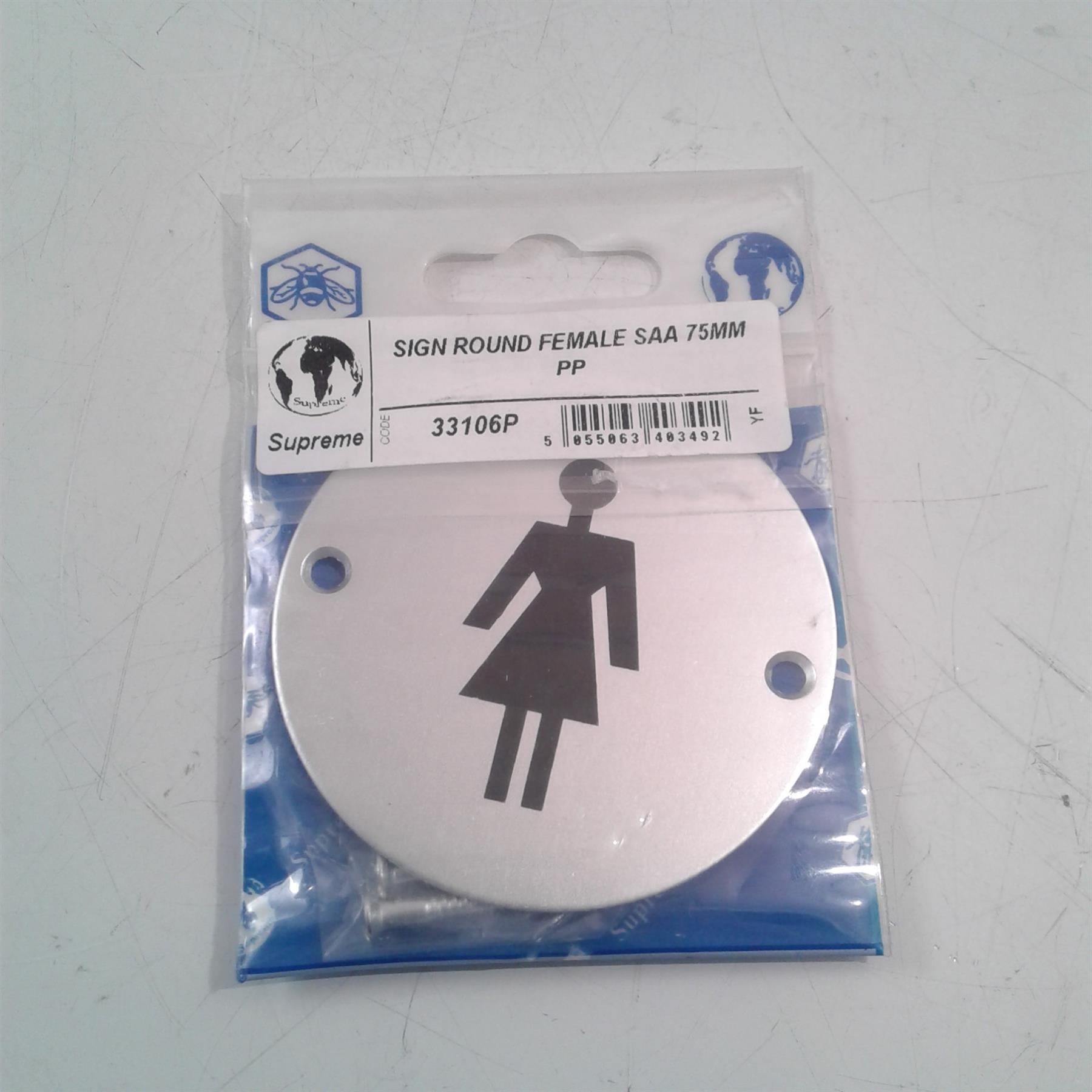 Supreme Round Female WC Sign with screws