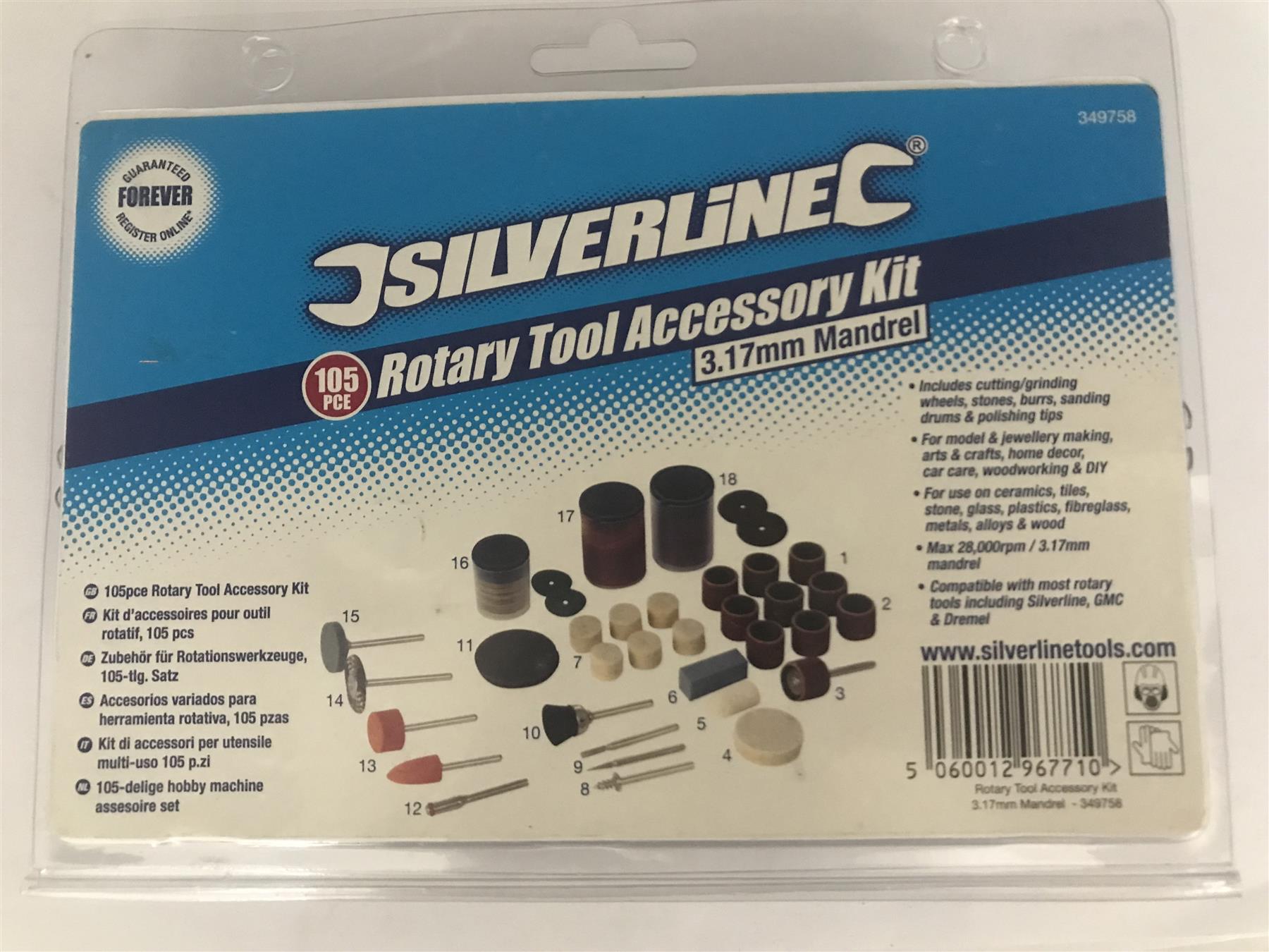 Silverline 105pc Rotary Tool Accessory Kit  3.17mm Mandrel  349758
