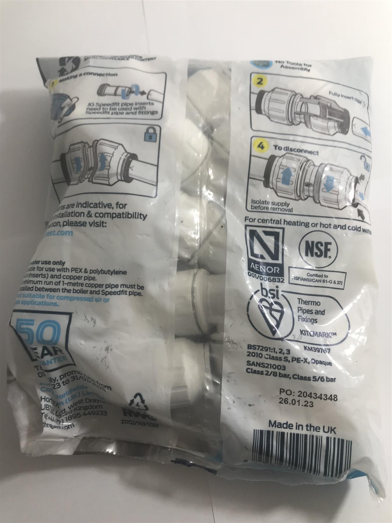 John Guest Speedfit PEM0315W 15 mm Equal Elbow - White (Pack of 10)