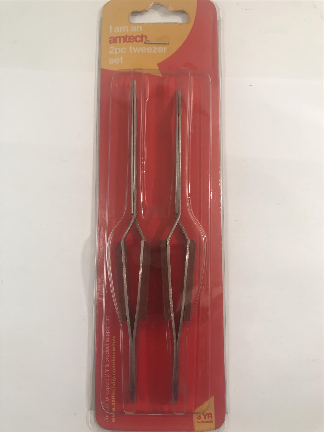 2pc Tweezers Set - Heat Resistant Wood Handles - Straight / Bent Points
