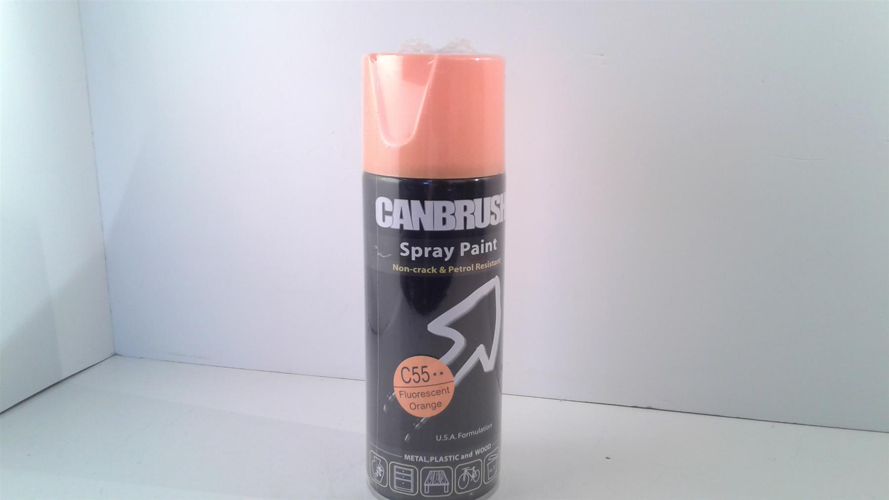 Canbrush Spray Paint C55 Fluorescent Orange for metal, plastic and wood