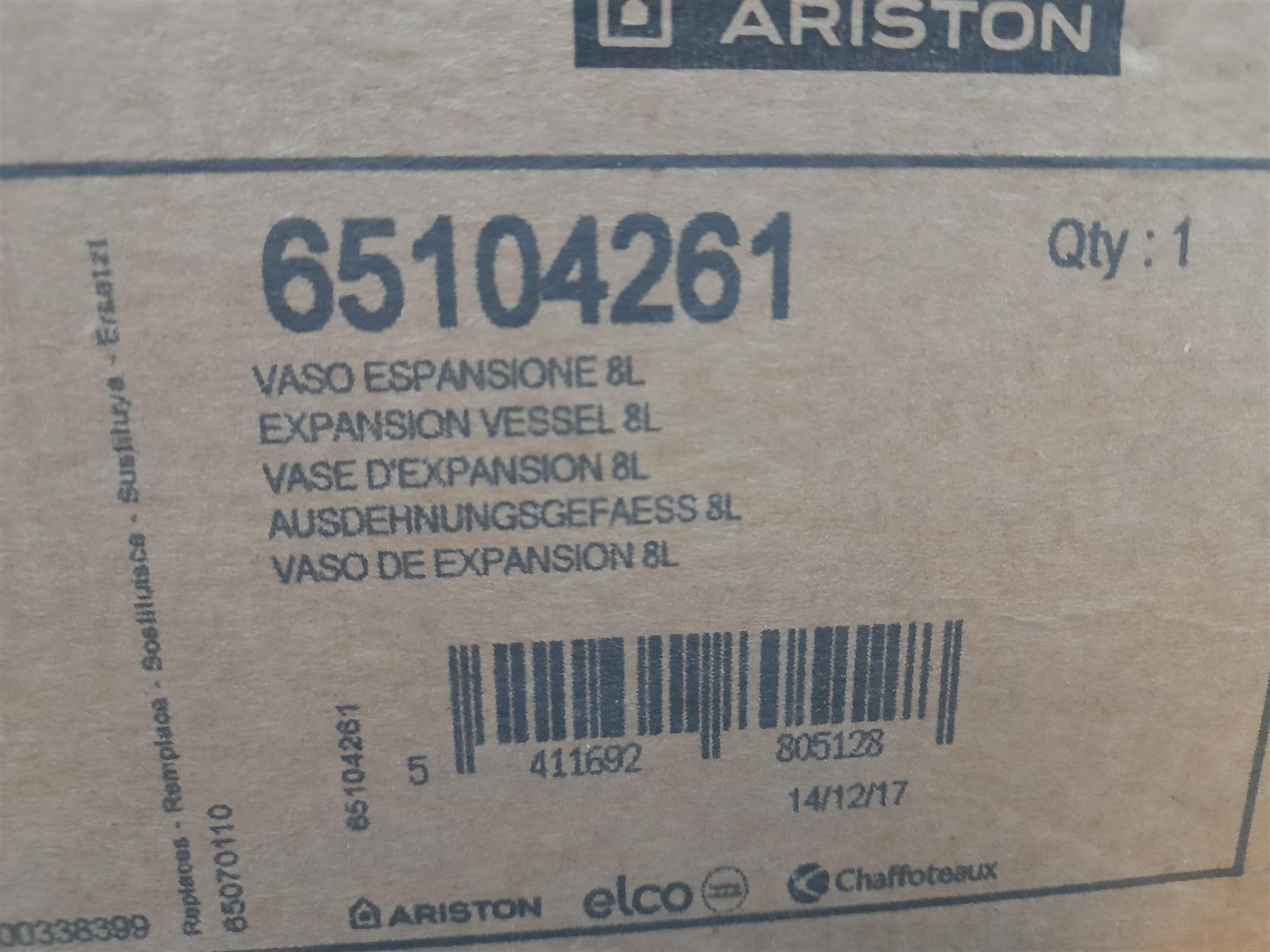 Ariston Expansion Vessel 8 Litre 65104261
